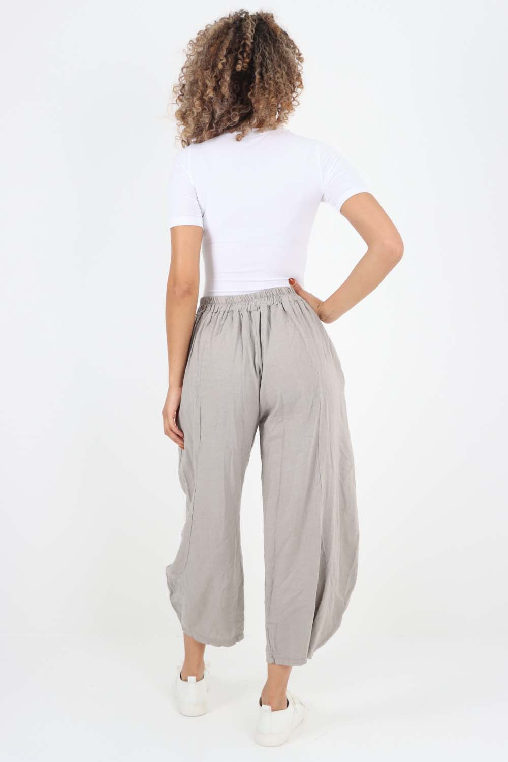 Italian Plain Layered 3/4 Linen Jogger
