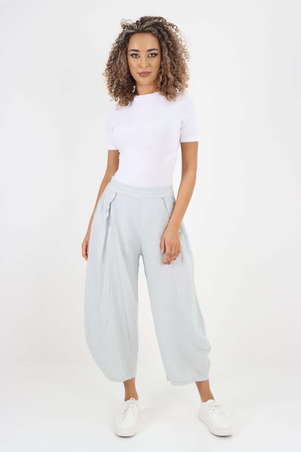 Italian Plain Layered 3/4 Linen Jogger