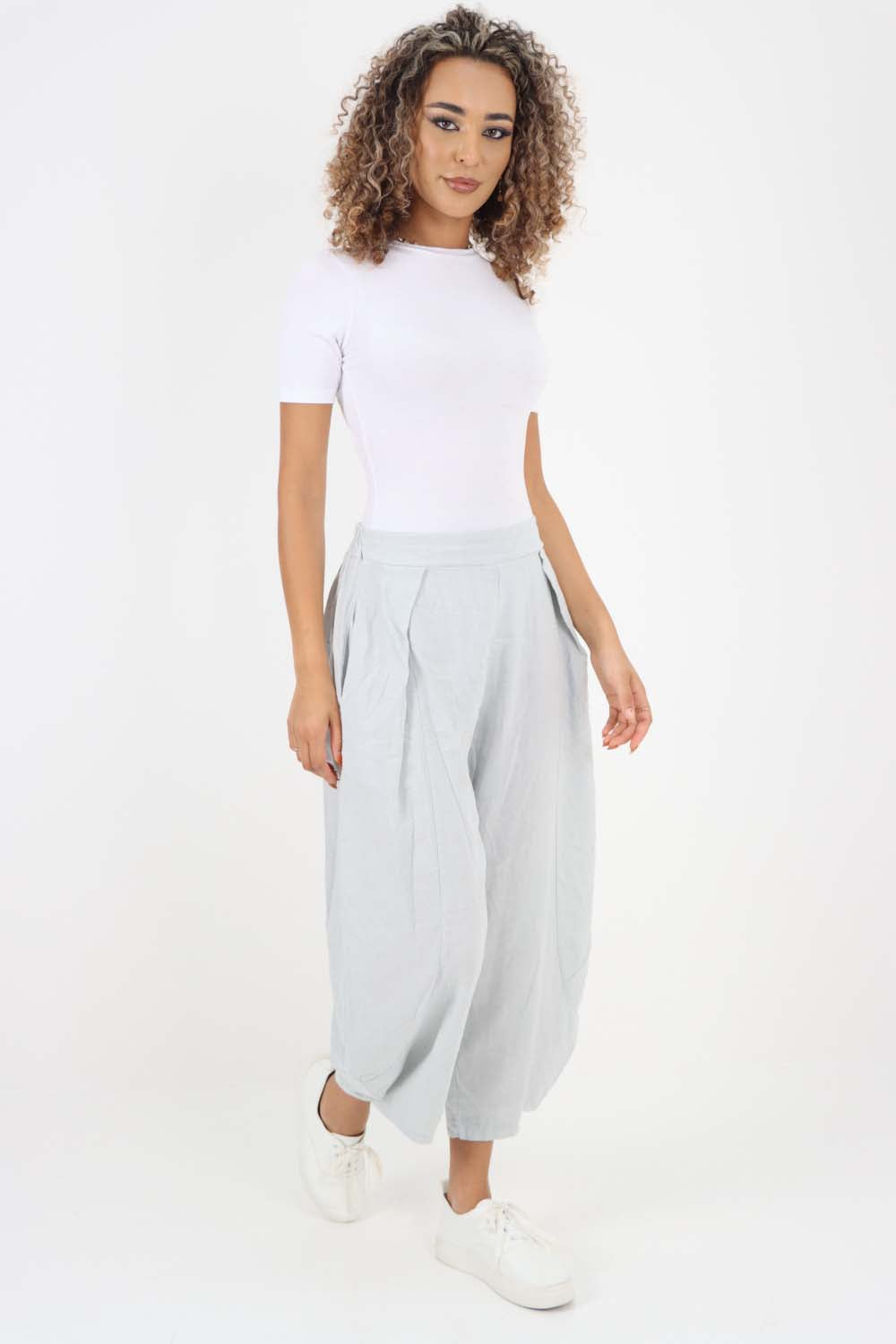 Italian Plain Layered 3/4 Linen Jogger