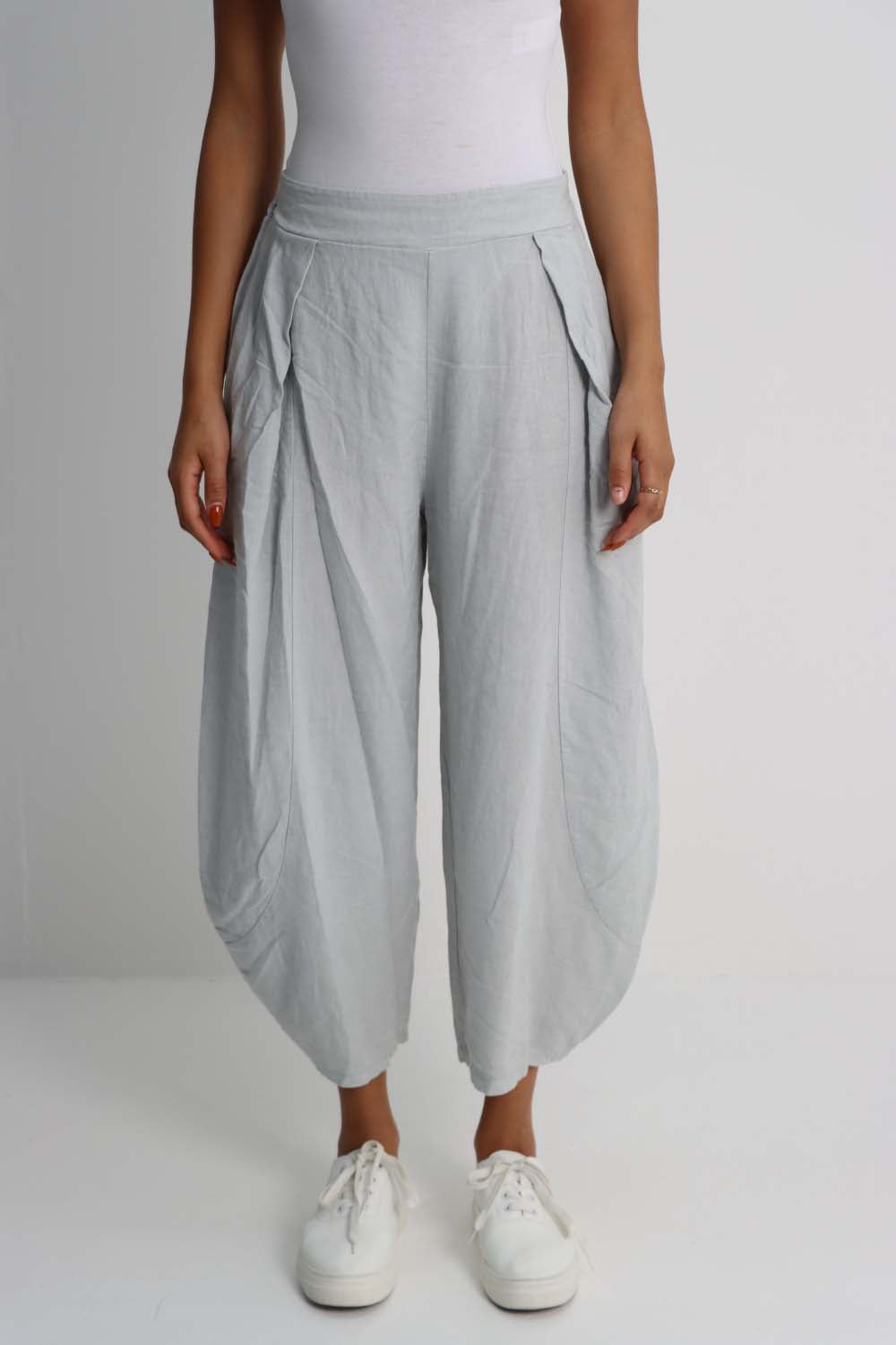 Italian Plain Layered 3/4 Linen Jogger