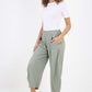 Italian Plain Layered 3/4 Linen Jogger