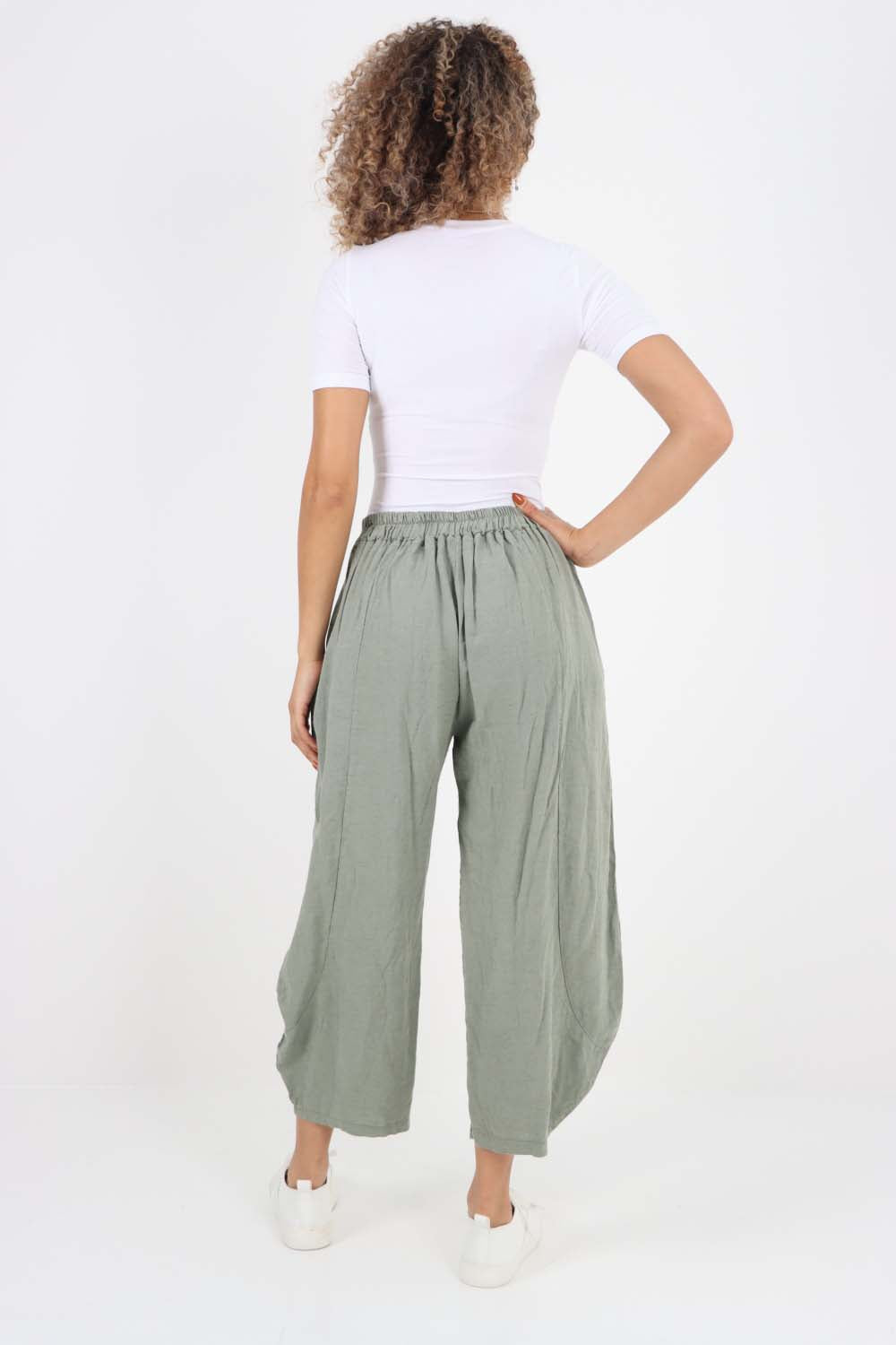 Italian Plain Layered 3/4 Linen Jogger