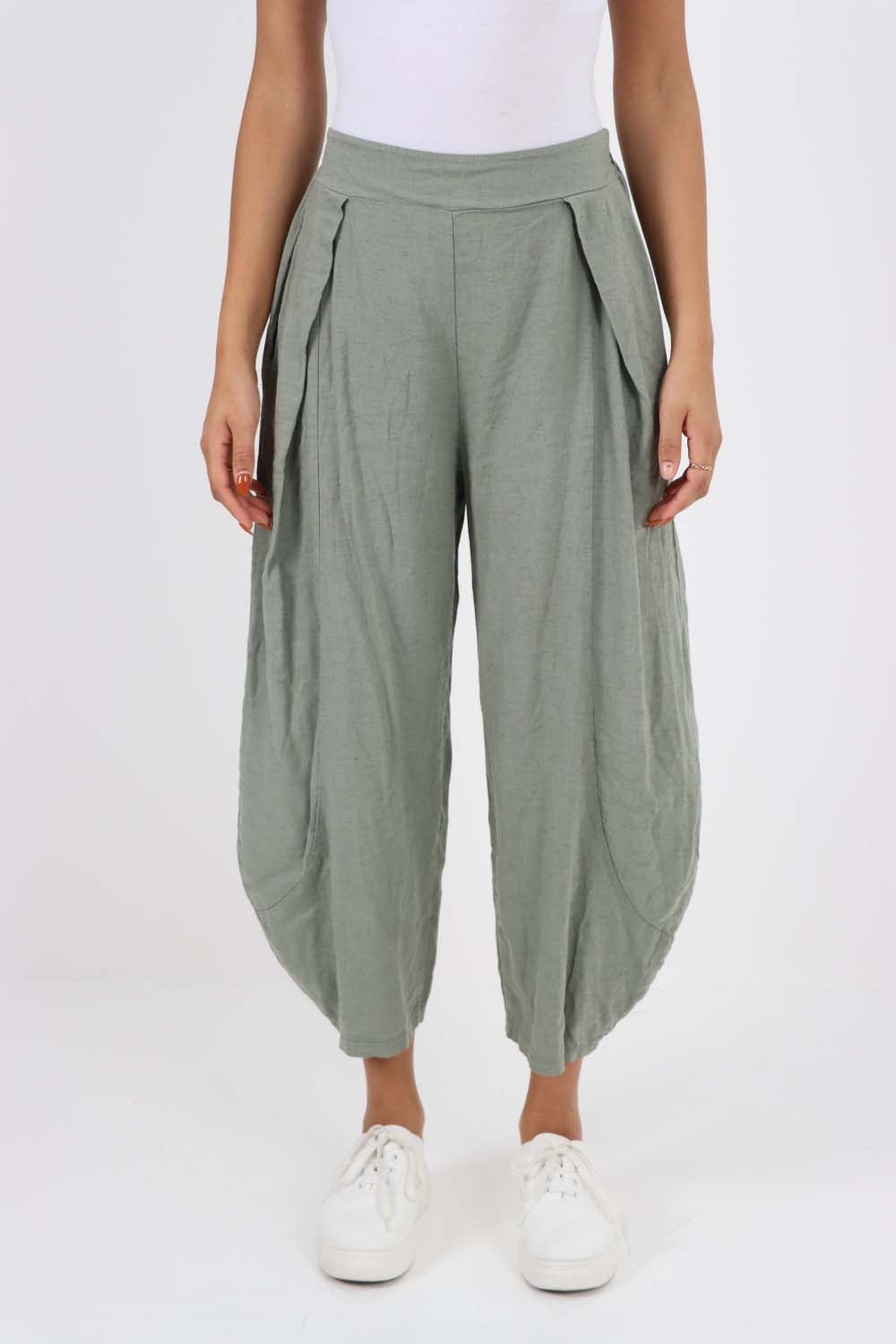 Italian Plain Layered 3/4 Linen Jogger