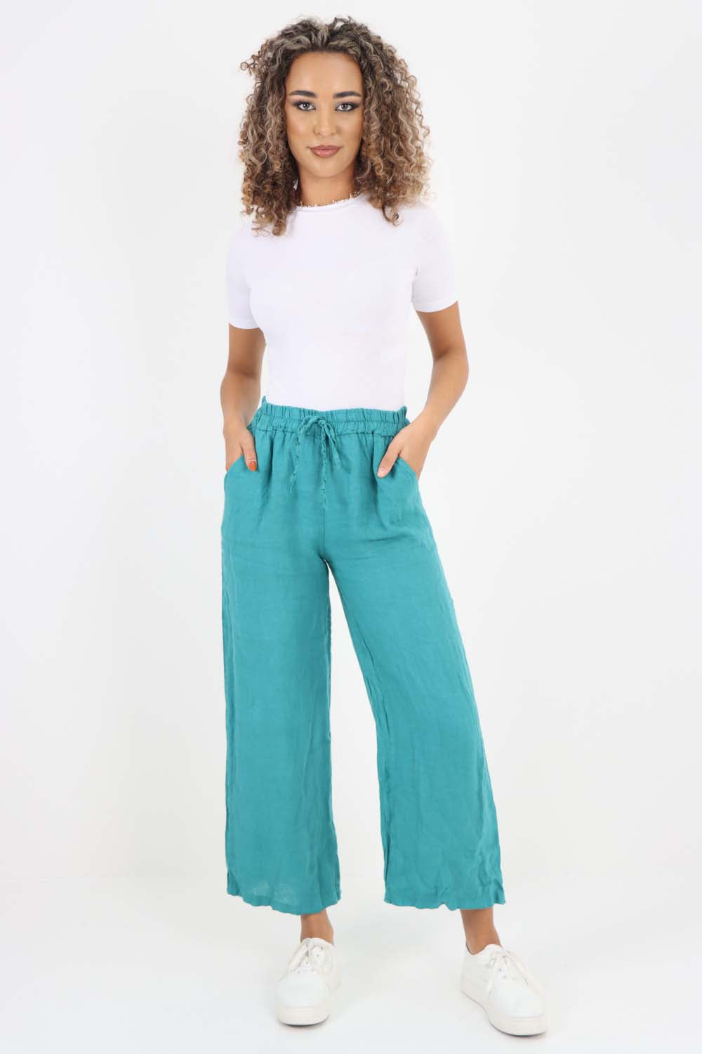 Italian Plain Linen Palazzo Trouser
