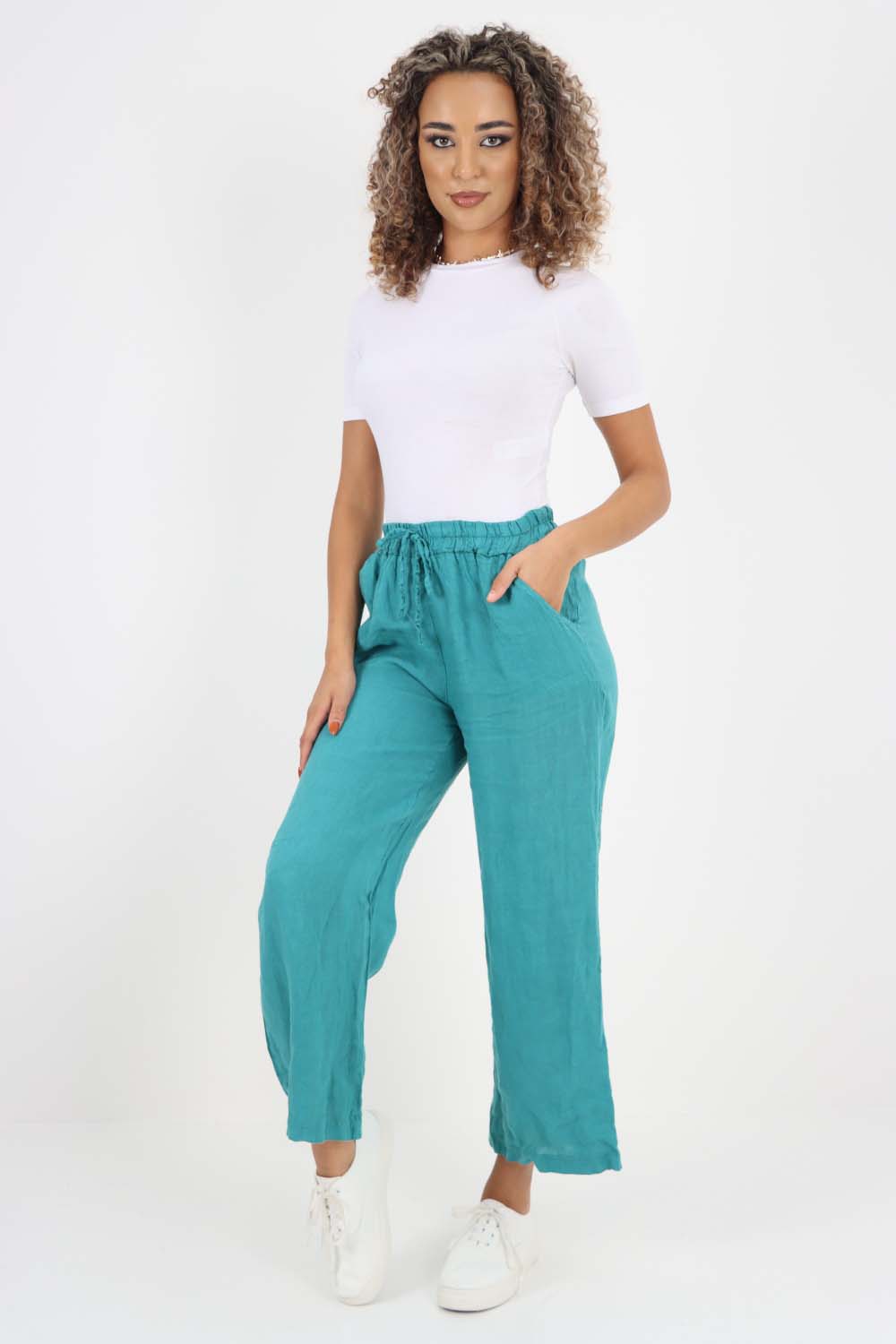 Italian Plain Linen Palazzo Trouser