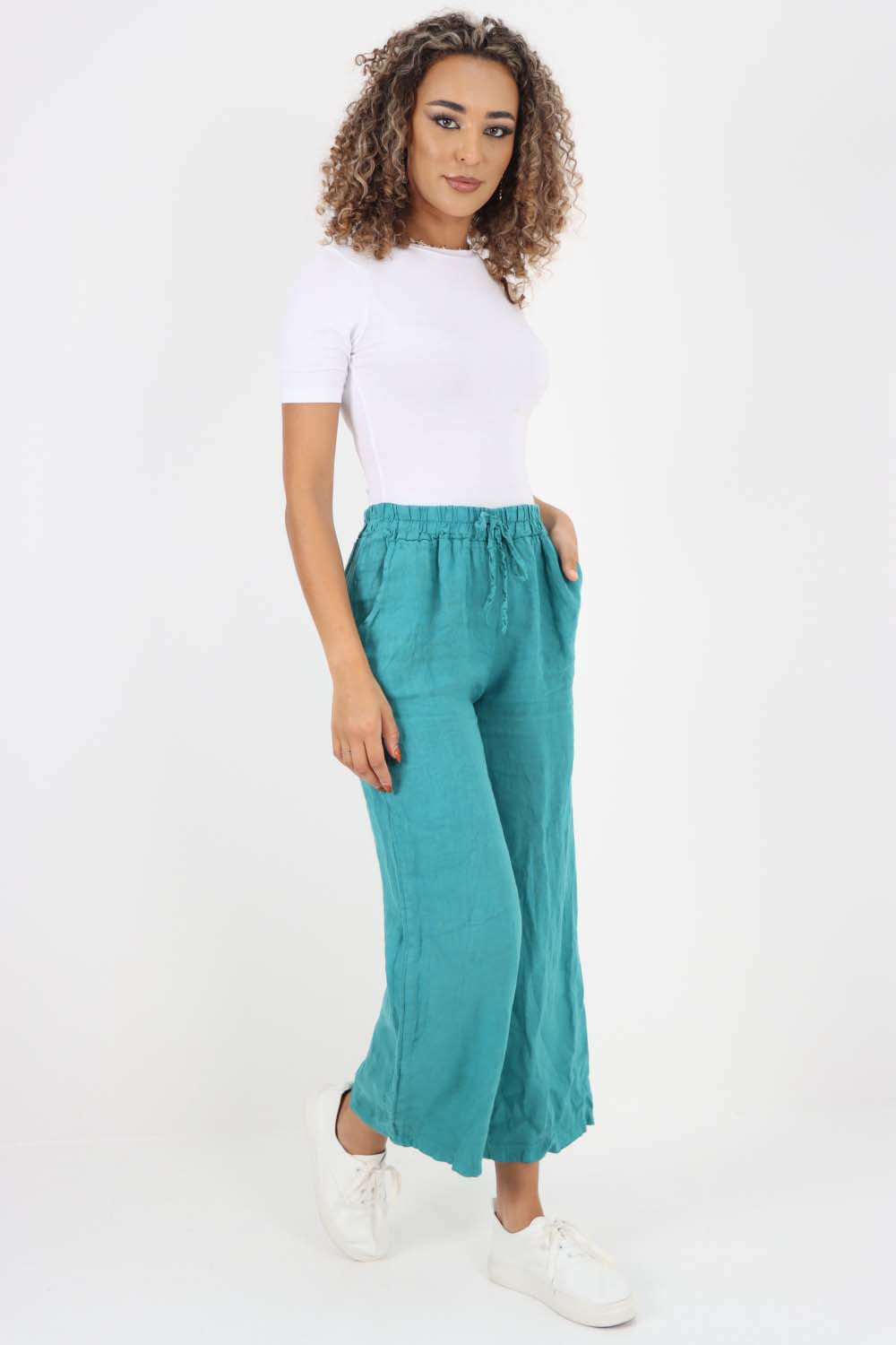 Italian Plain Linen Palazzo Trouser