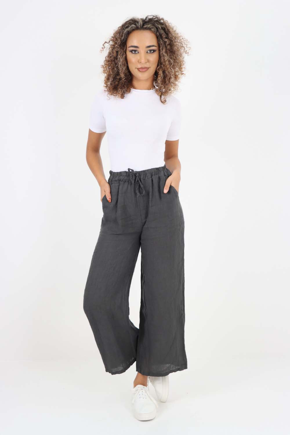 Italian Plain Linen Palazzo Trouser