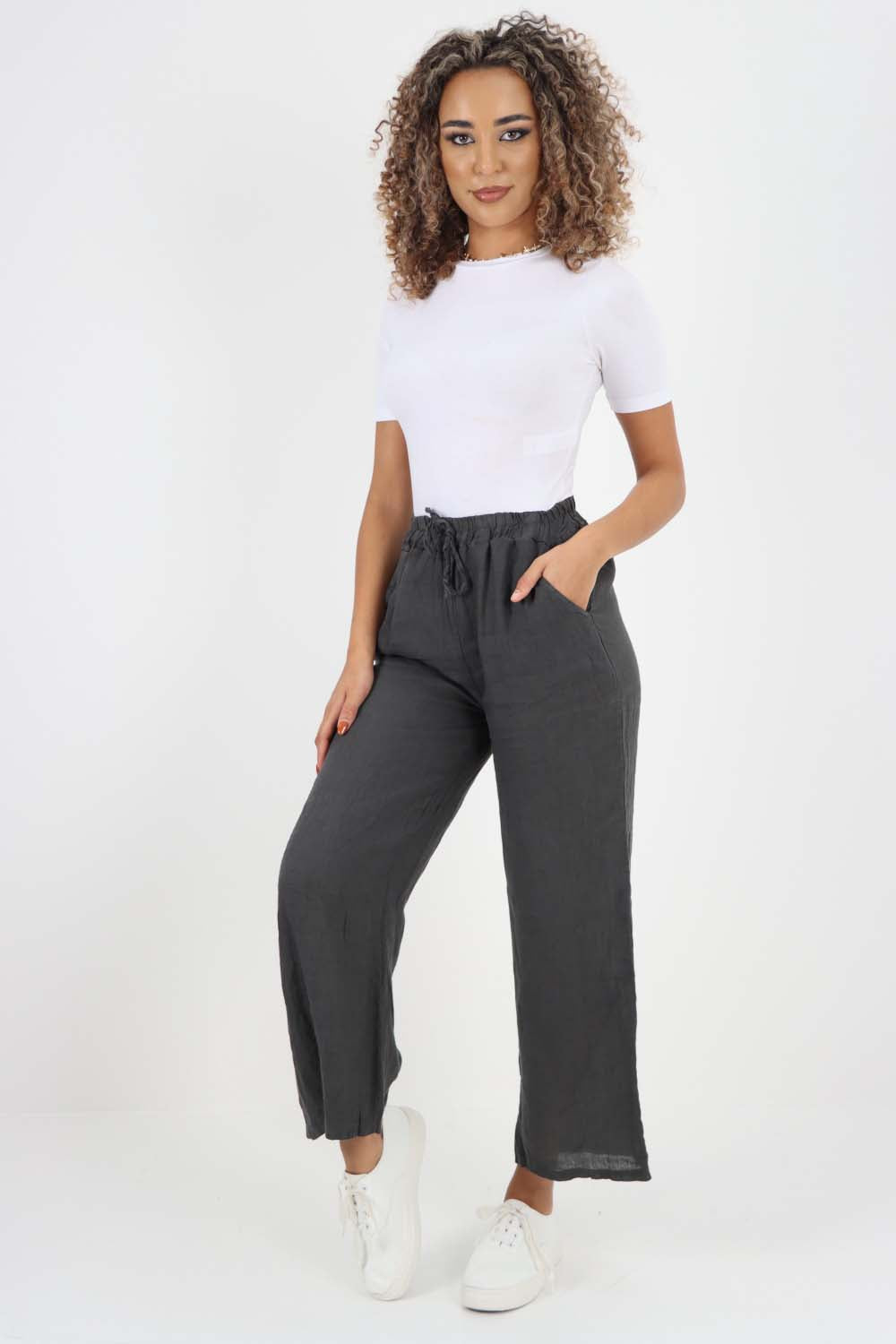 Italian Plain Linen Palazzo Trouser