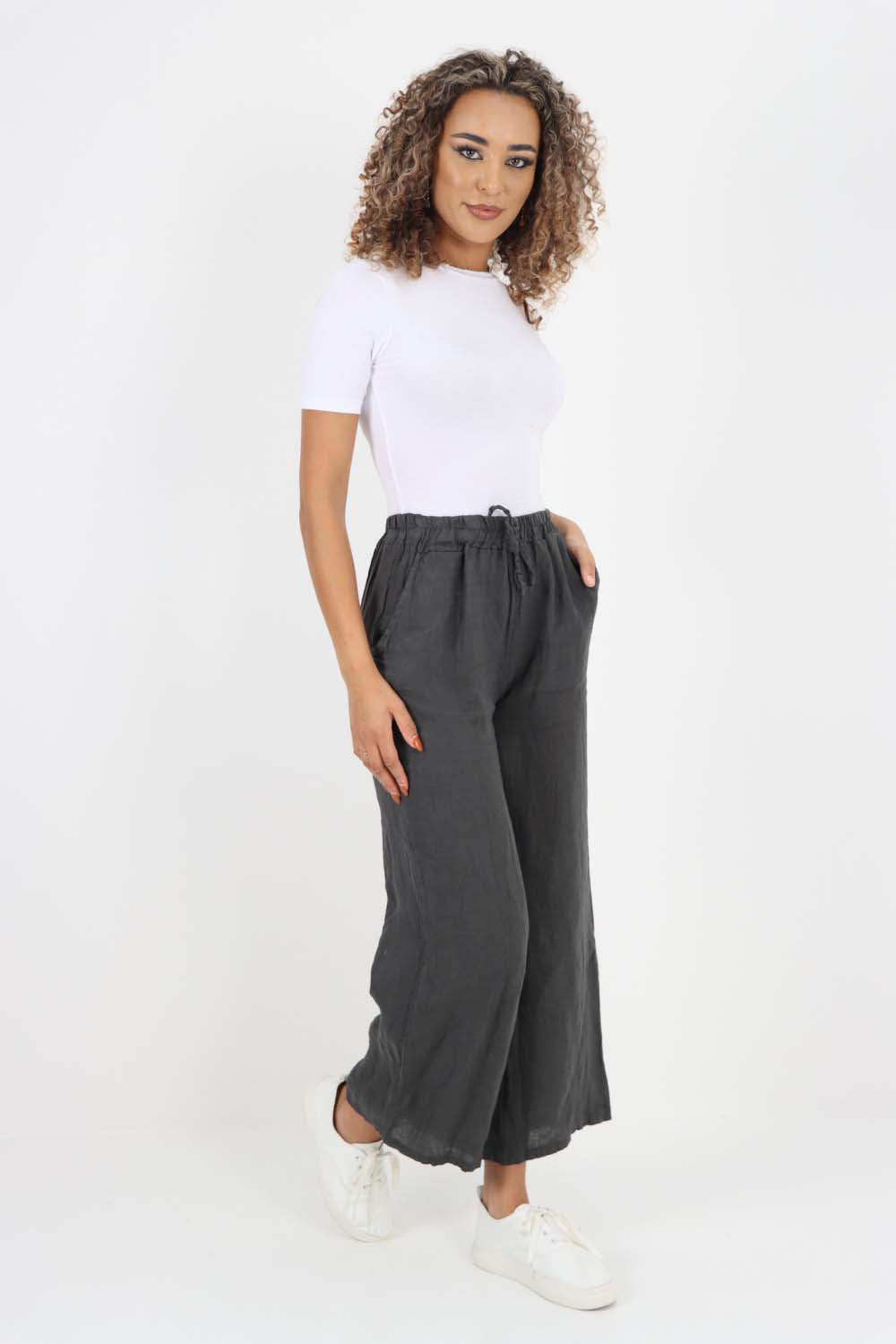 Italian Plain Linen Palazzo Trouser