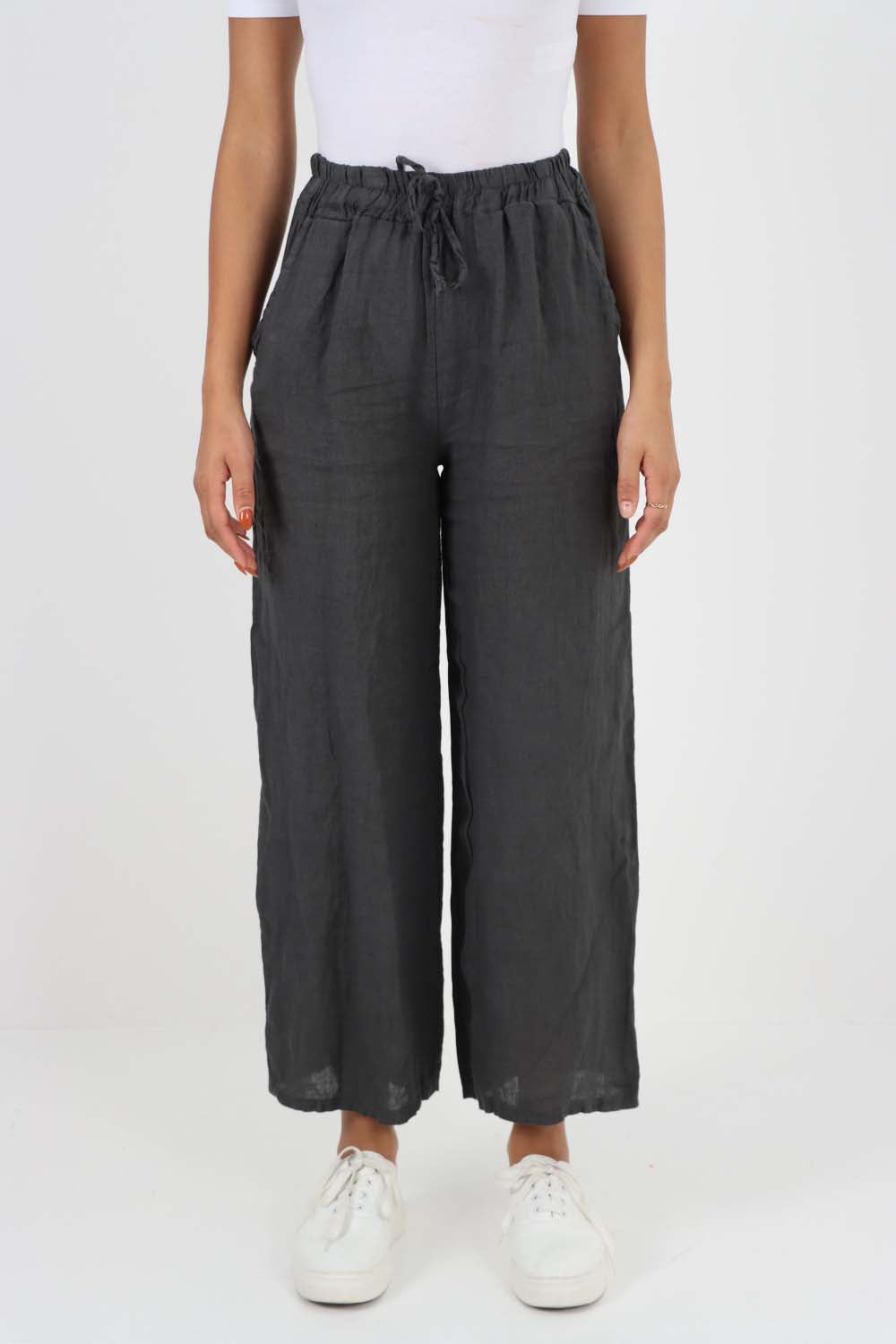 Italian Plain Linen Palazzo Trouser