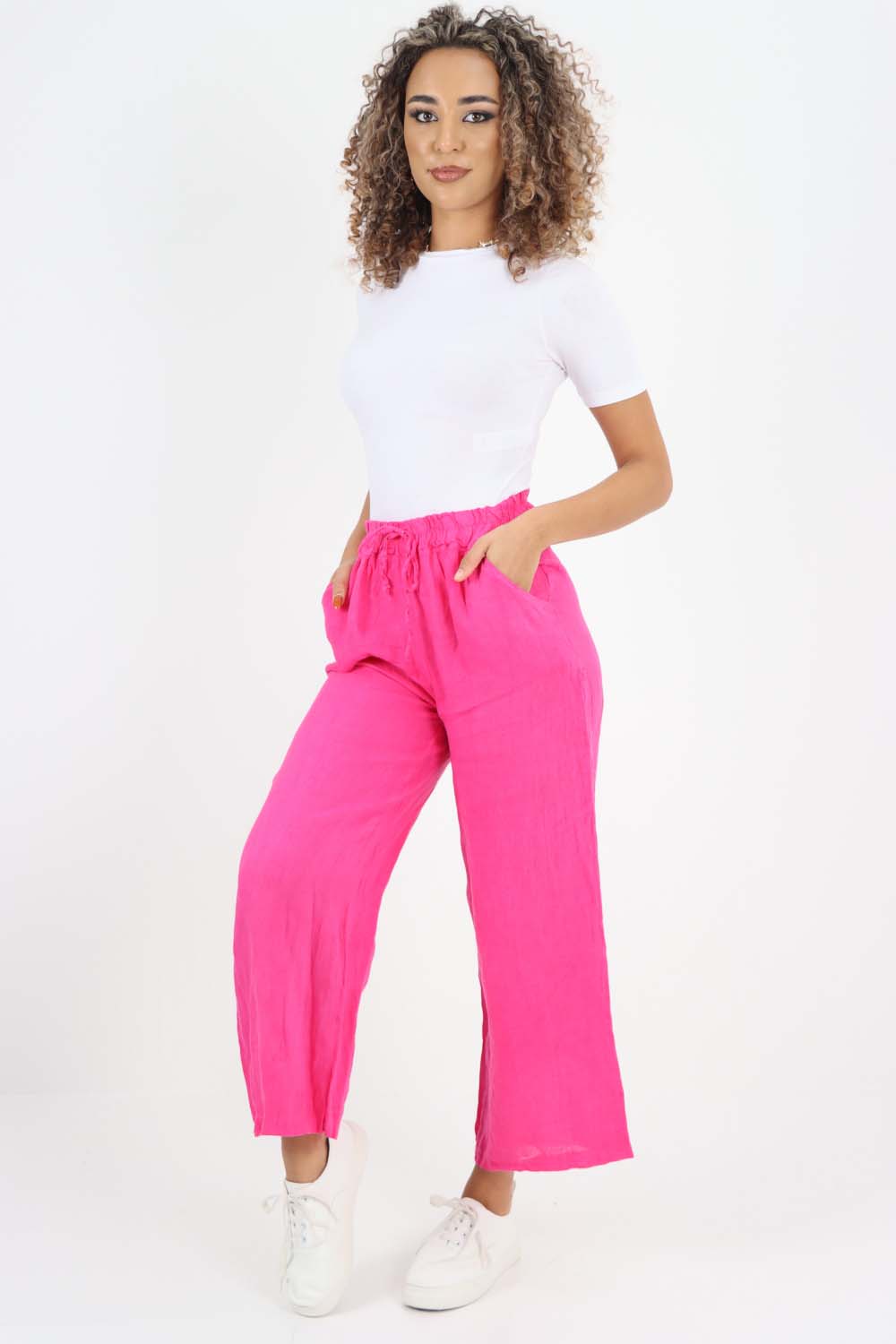 Italian Plain Linen Palazzo Trouser