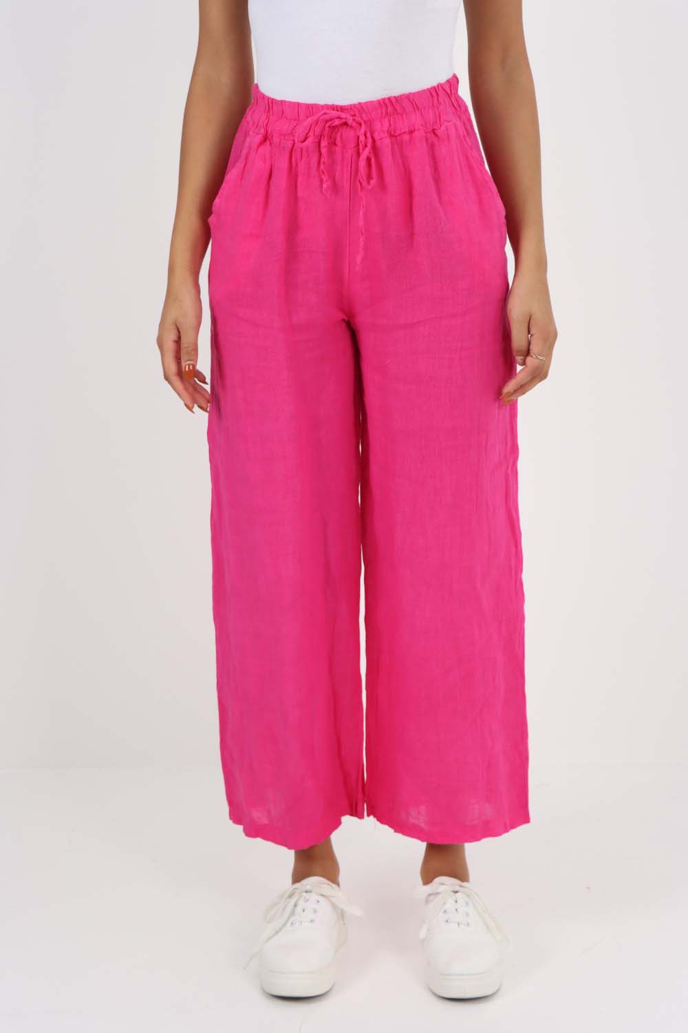 Italian Plain Linen Palazzo Trouser