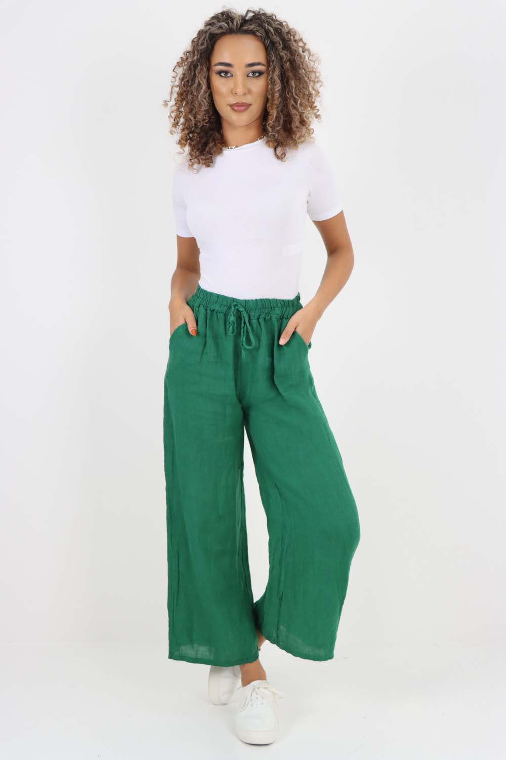 Italian Plain Linen Palazzo Trouser