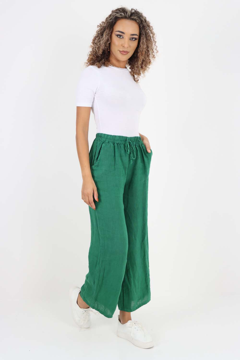Italian Plain Linen Palazzo Trouser