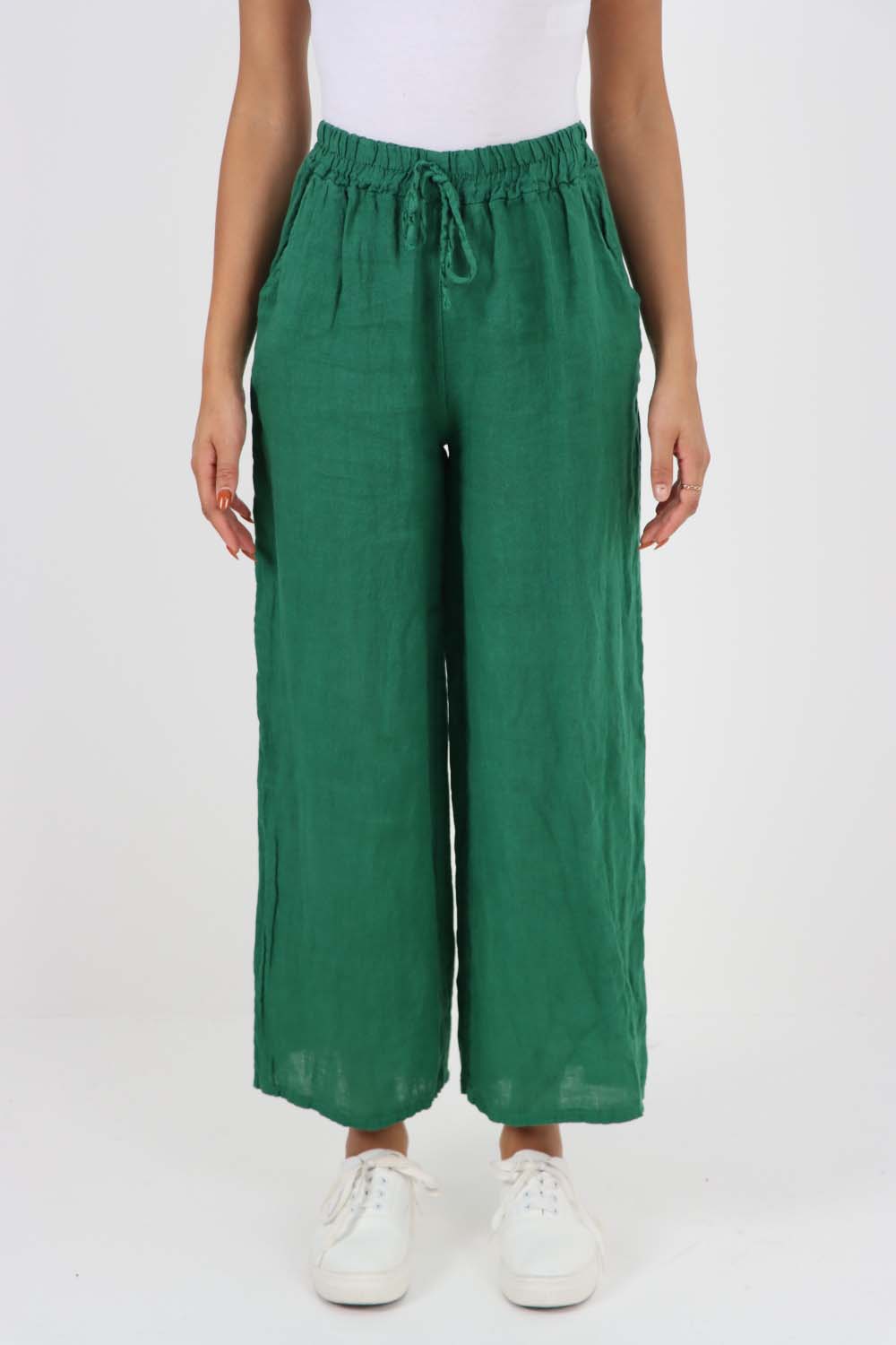 Italian Plain Linen Palazzo Trouser