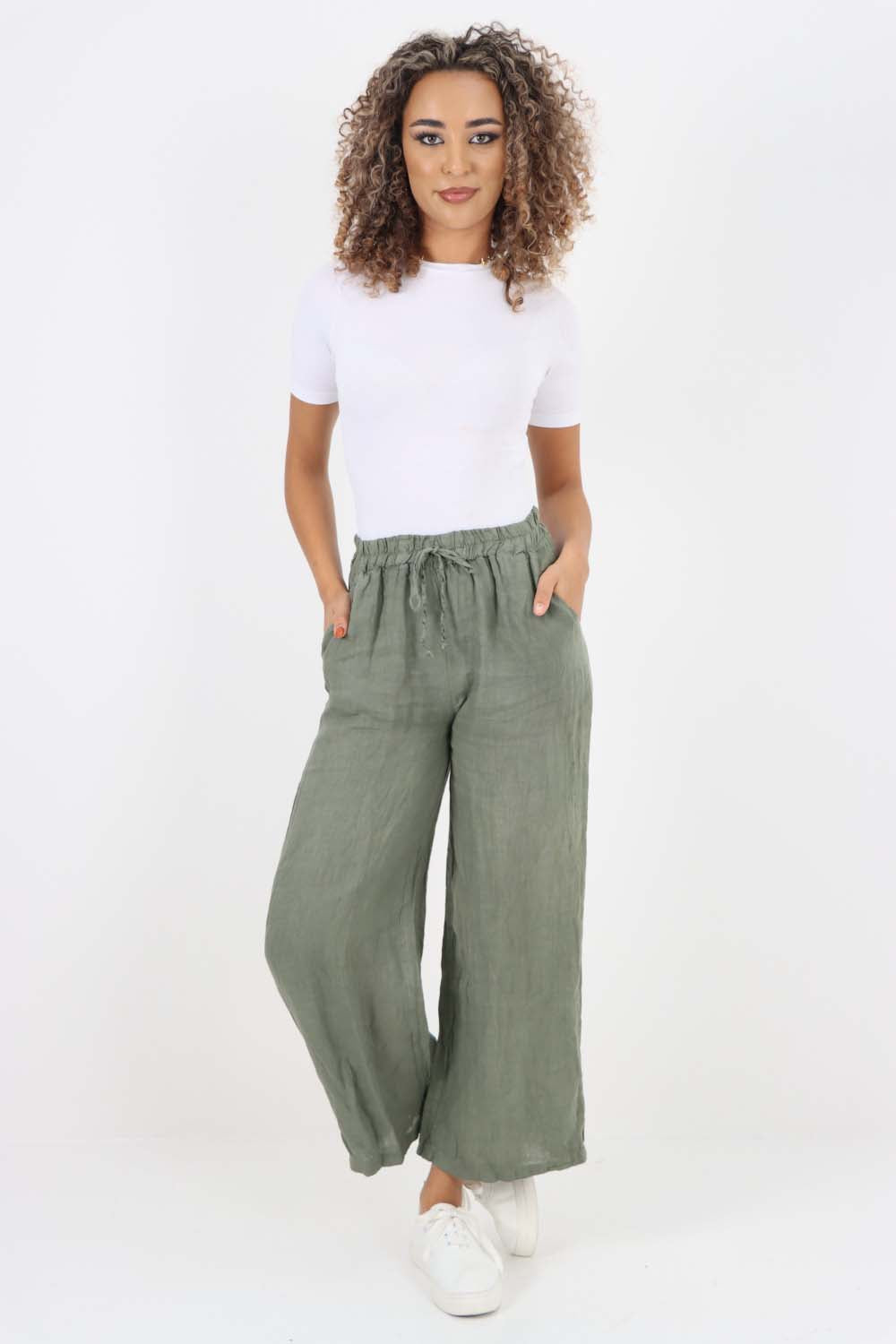 Italian Plain Linen Palazzo Trouser