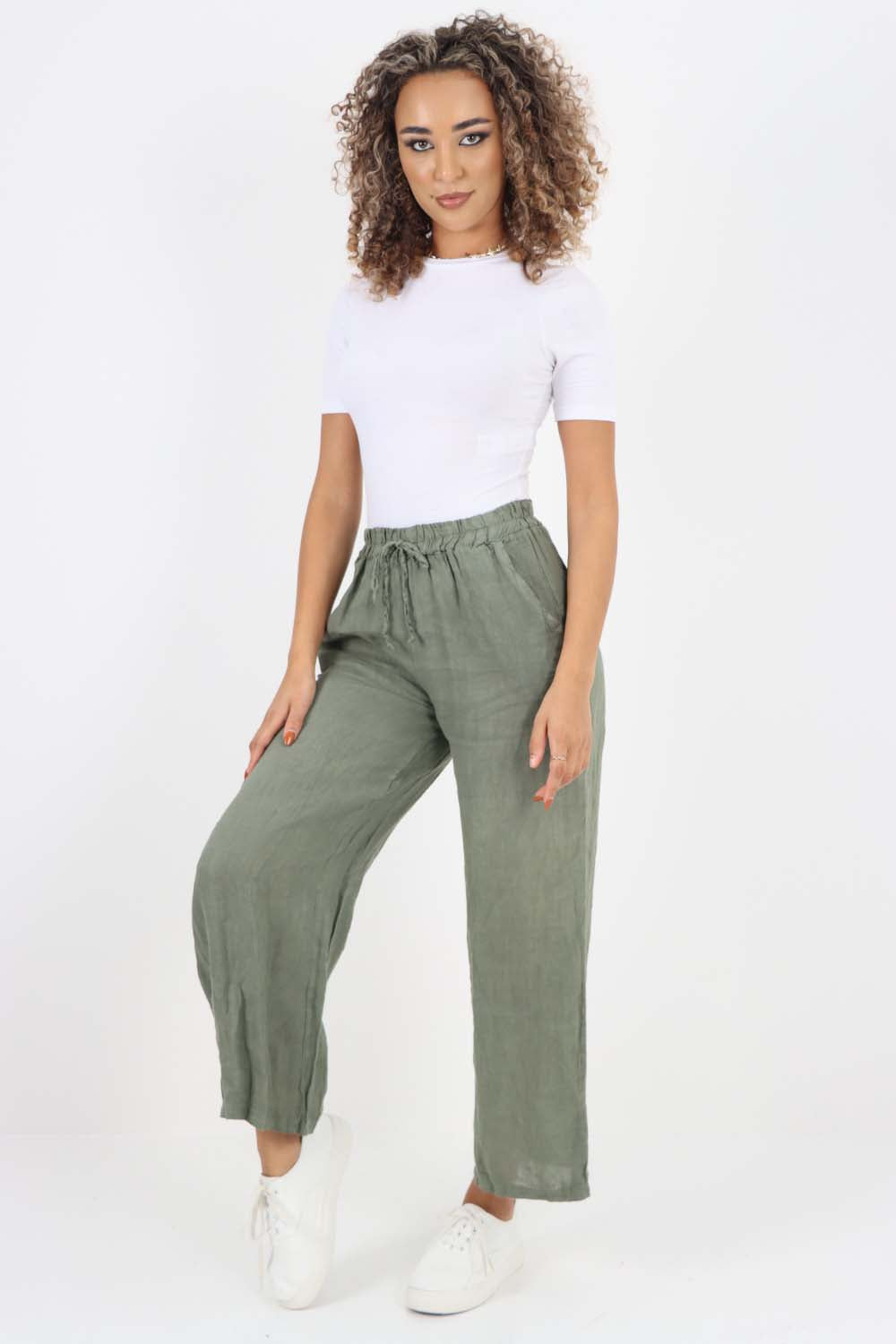 Italian Plain Linen Palazzo Trouser