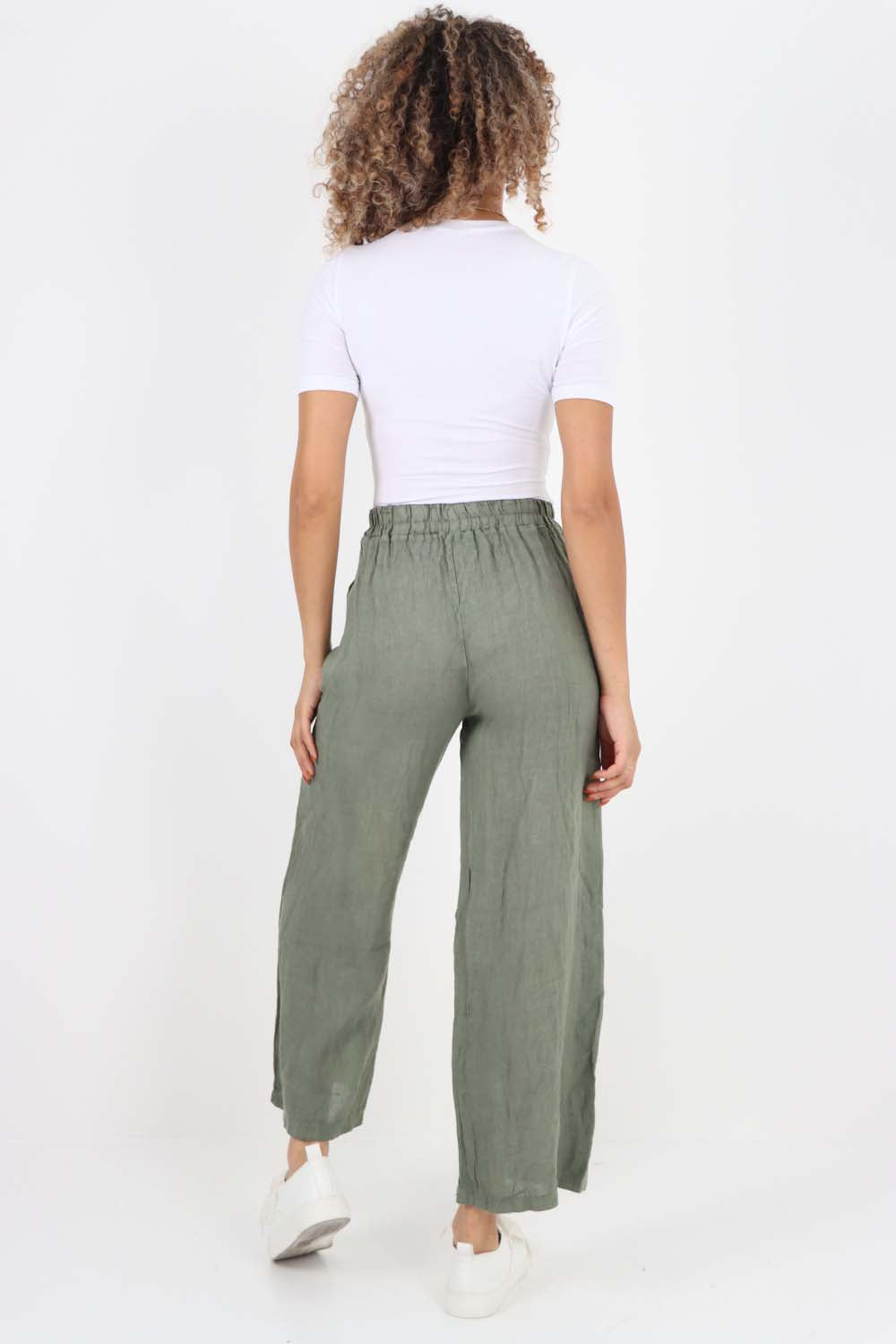 Italian Plain Linen Palazzo Trouser