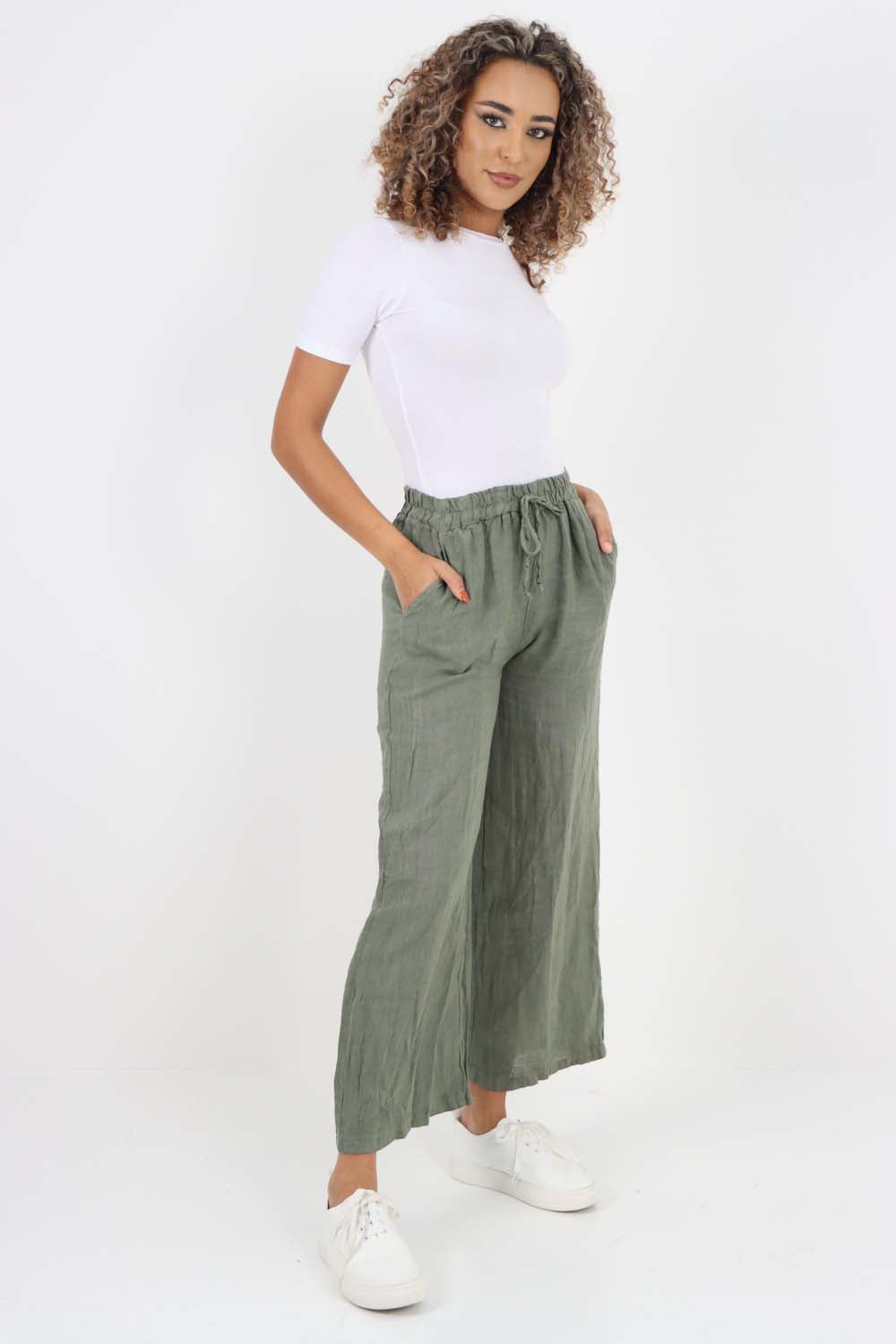 Italian Plain Linen Palazzo Trouser
