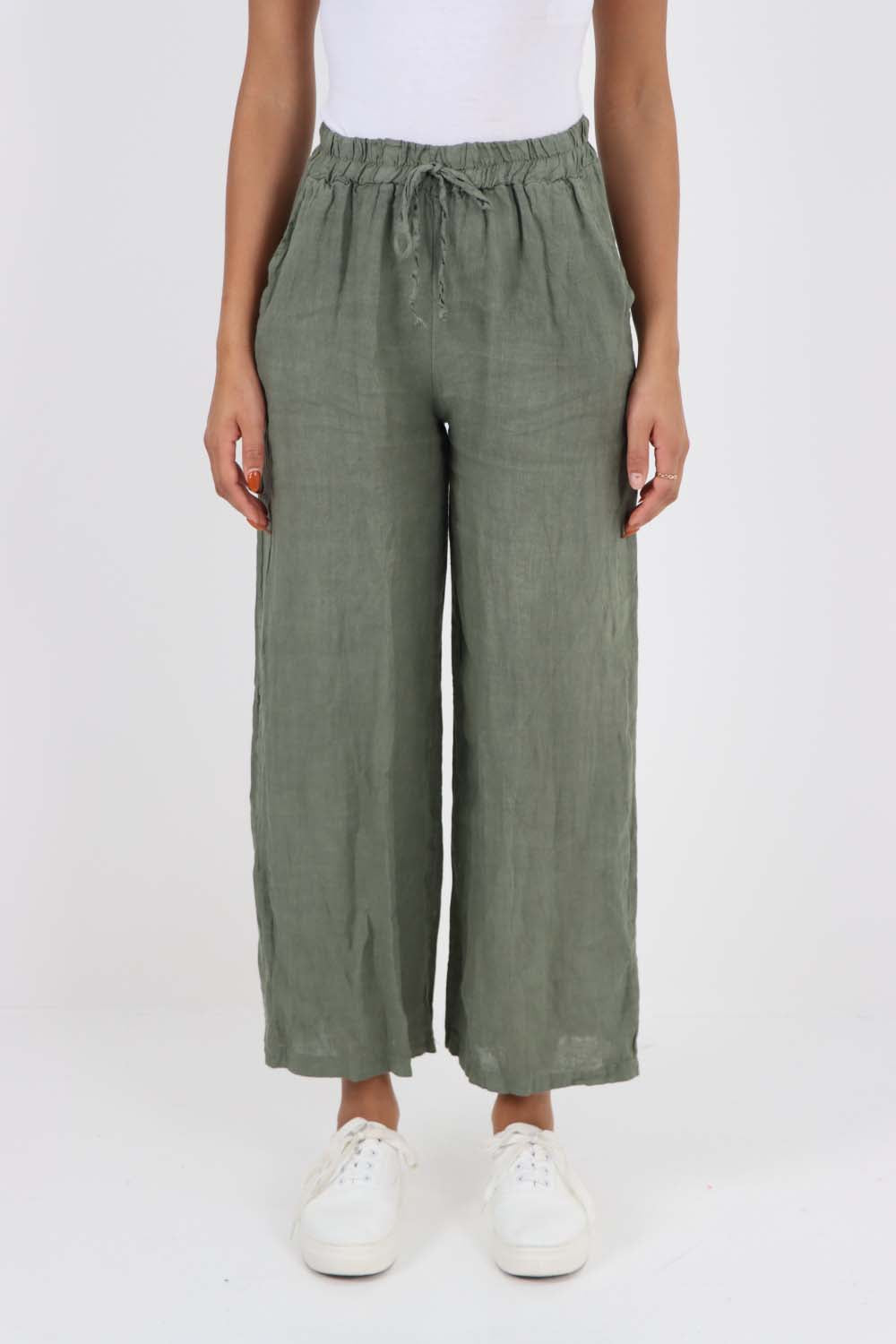 Italian Plain Linen Palazzo Trouser