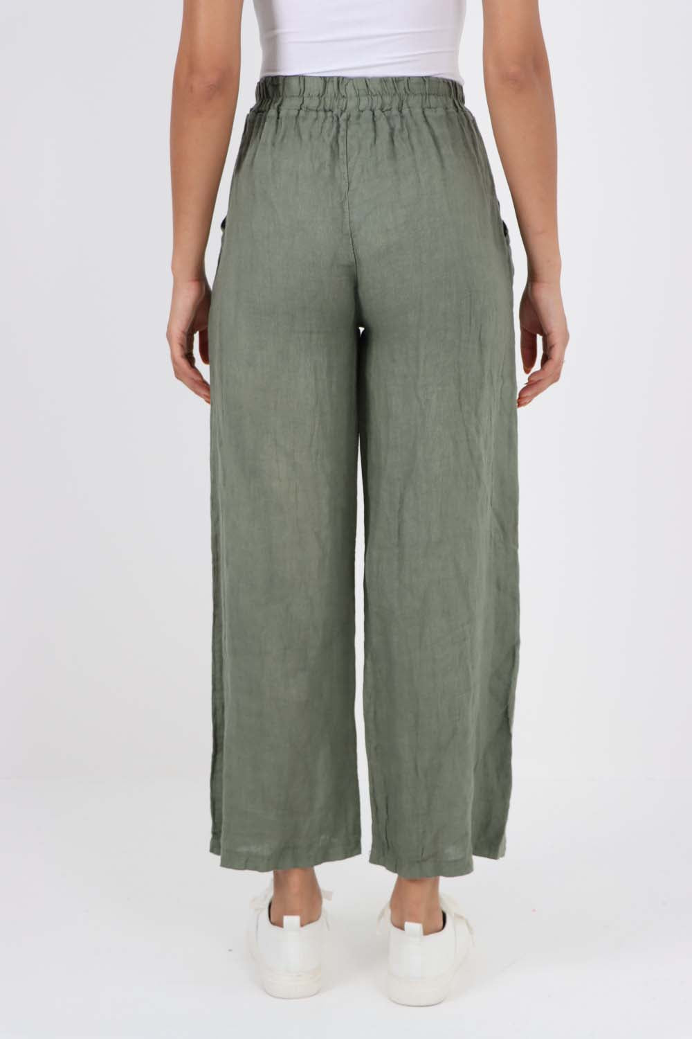 Italian Plain Linen Palazzo Trouser