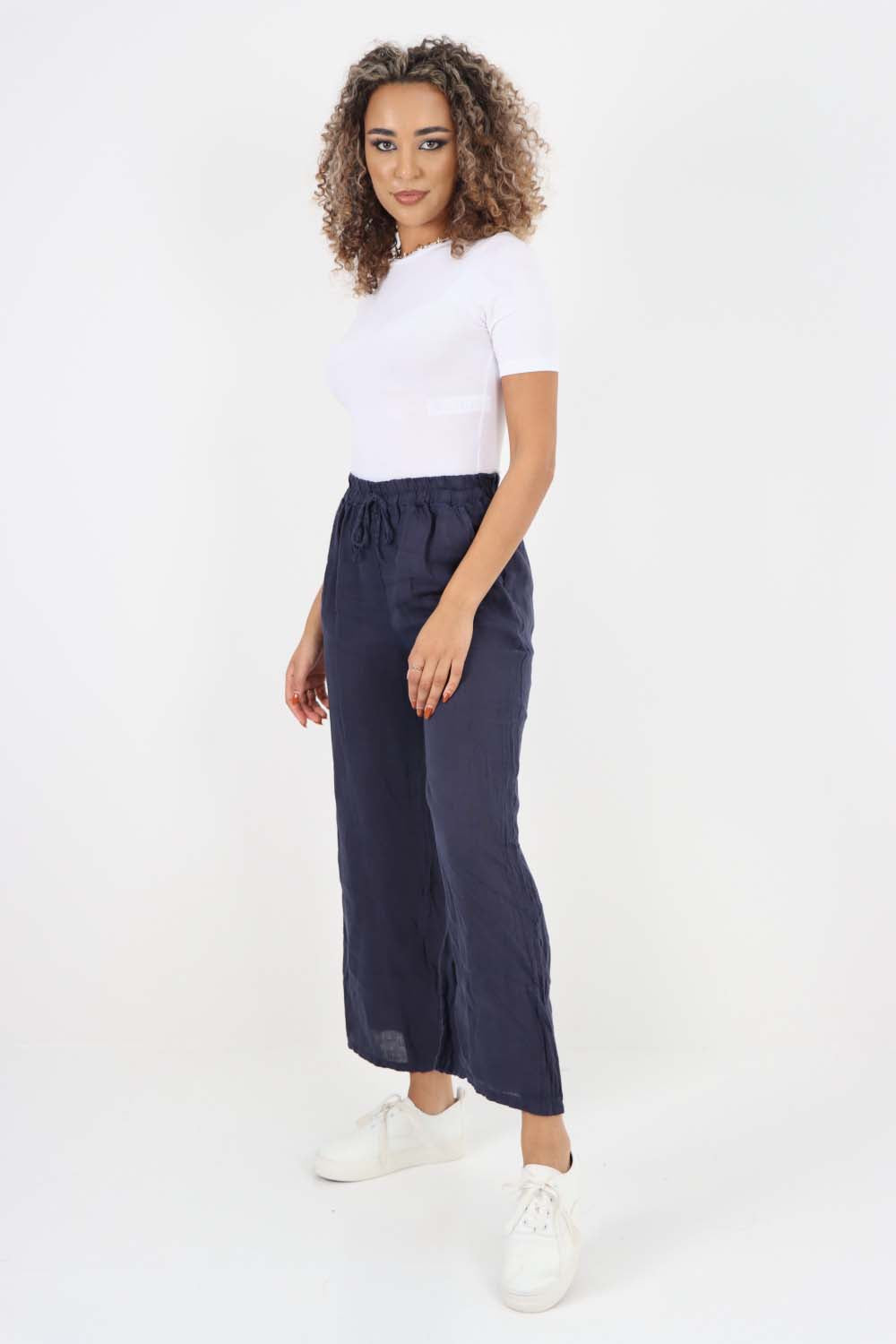 Italian Plain Linen Palazzo Trouser