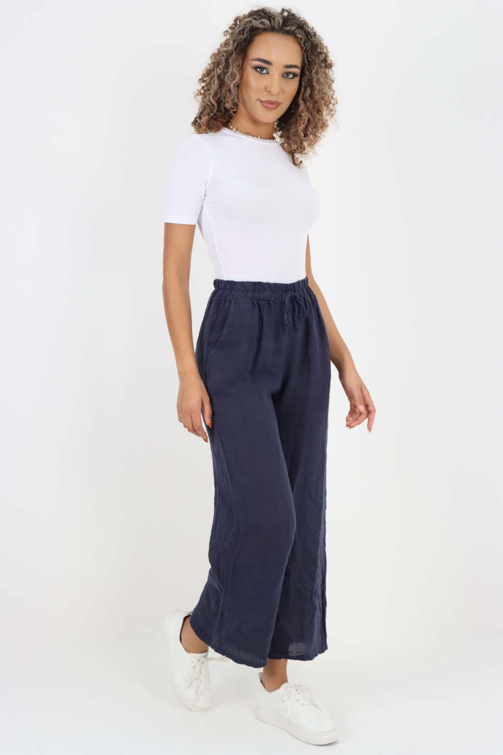 Italian Plain Linen Palazzo Trouser