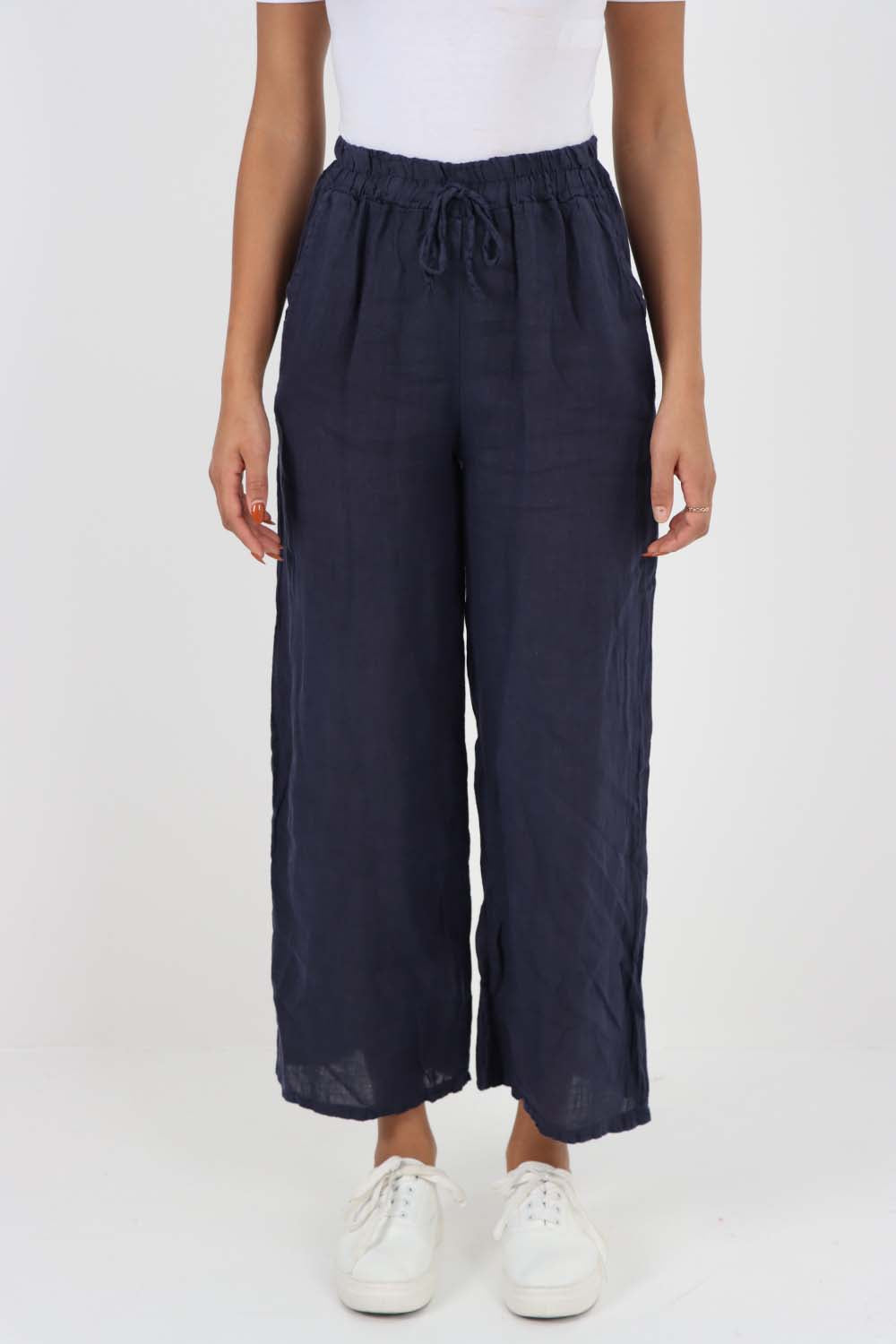 Italian Plain Linen Palazzo Trouser