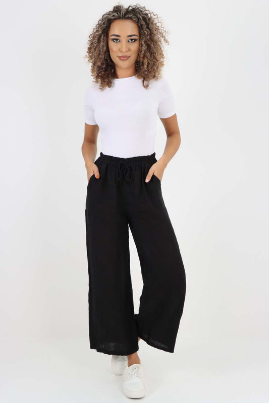Italian Plain Linen Palazzo Trouser
