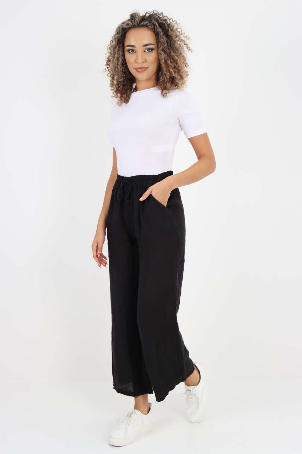 Italian Plain Linen Palazzo Trouser