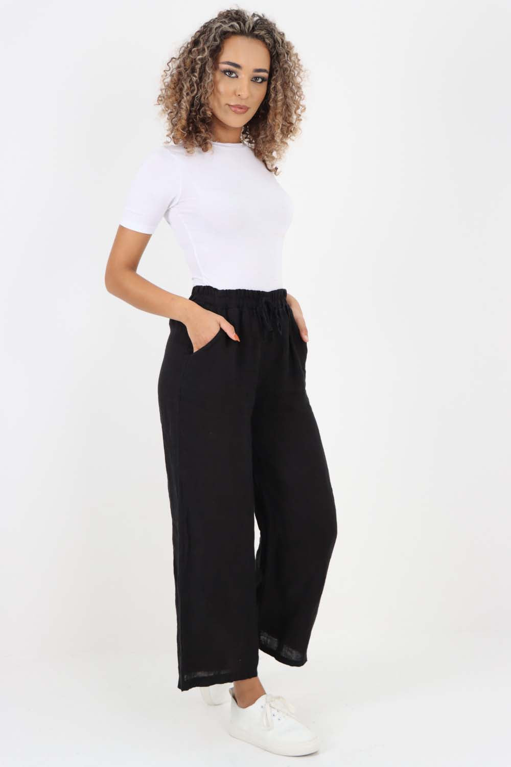 Italian Plain Linen Palazzo Trouser