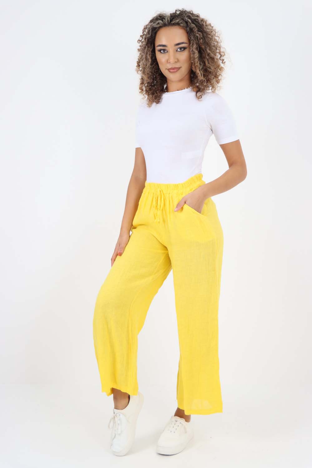Italian Plain Linen Palazzo Trouser