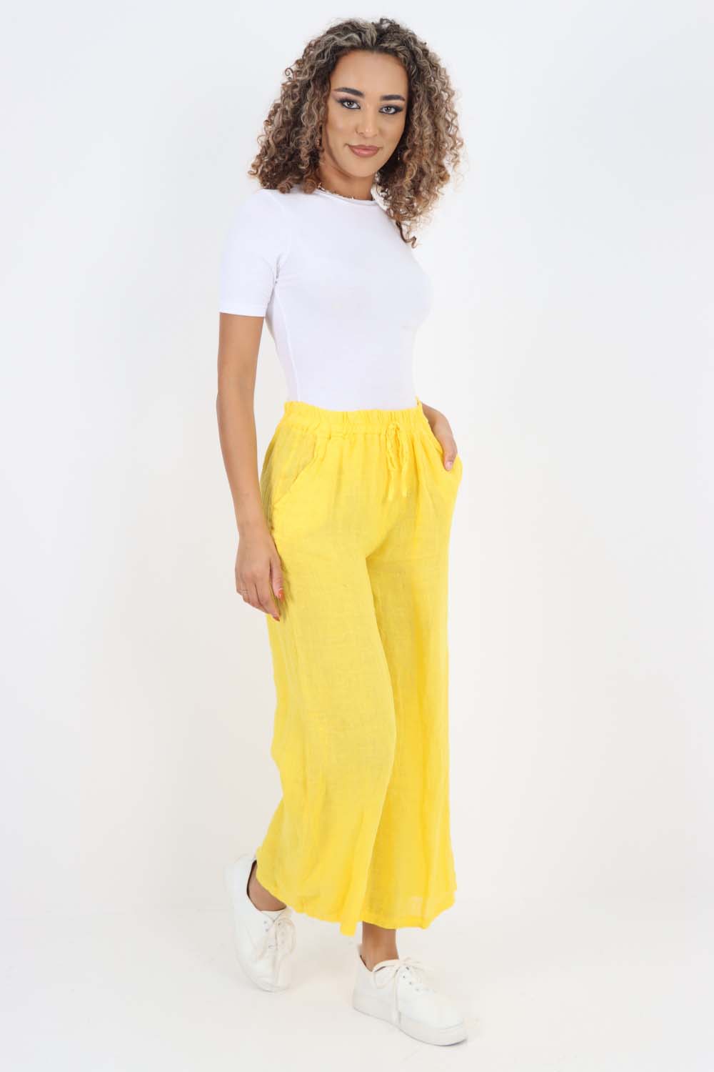 Italian Plain Linen Palazzo Trouser