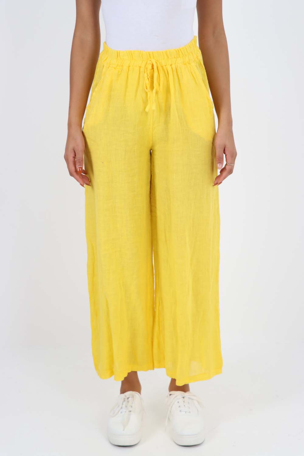 Italian Plain Linen Palazzo Trouser
