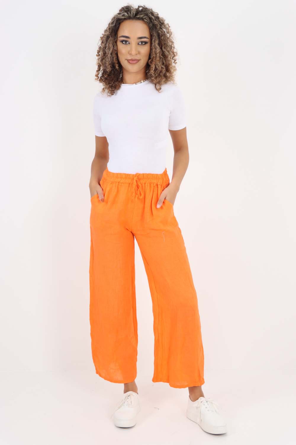 Italian Plain Linen Palazzo Trouser