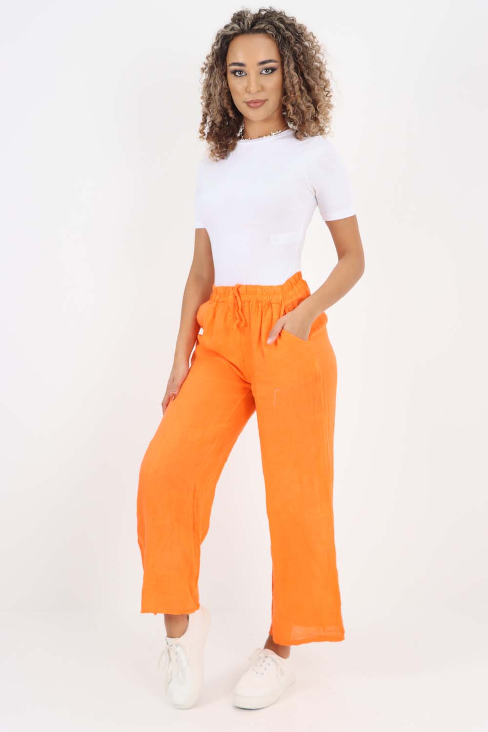 Italian Plain Linen Palazzo Trouser