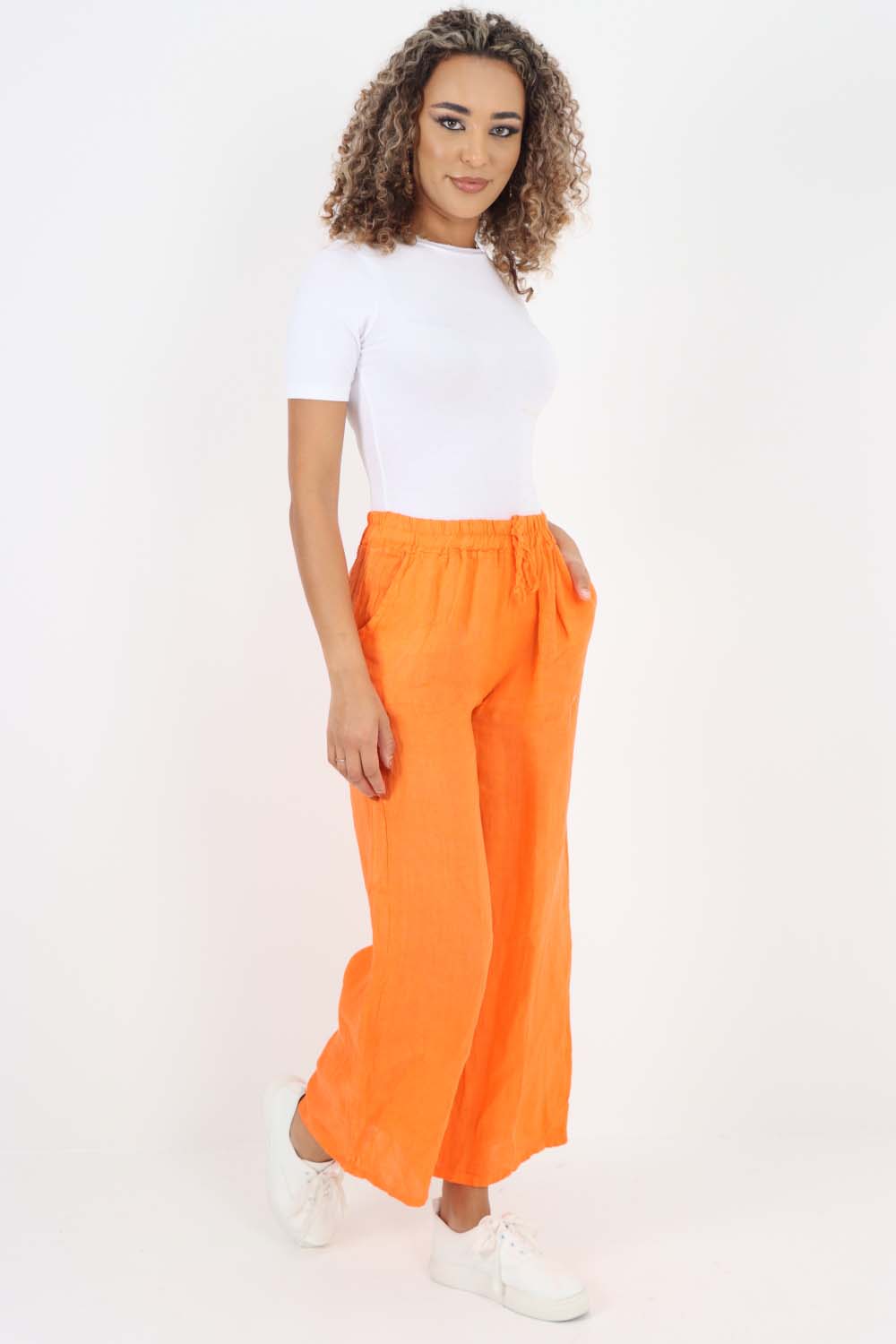 Italian Plain Linen Palazzo Trouser