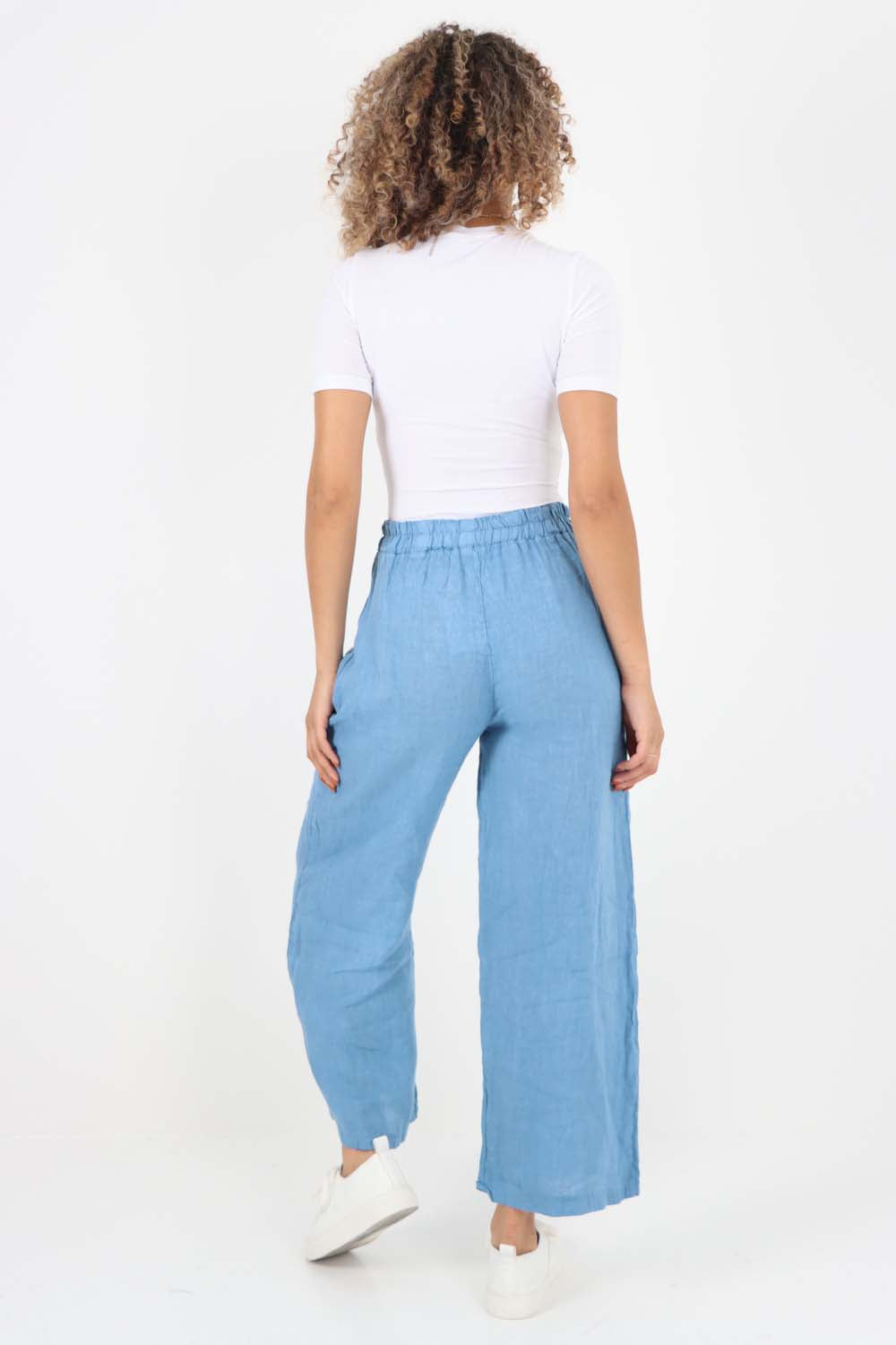 Italian Plain Linen Palazzo Trouser