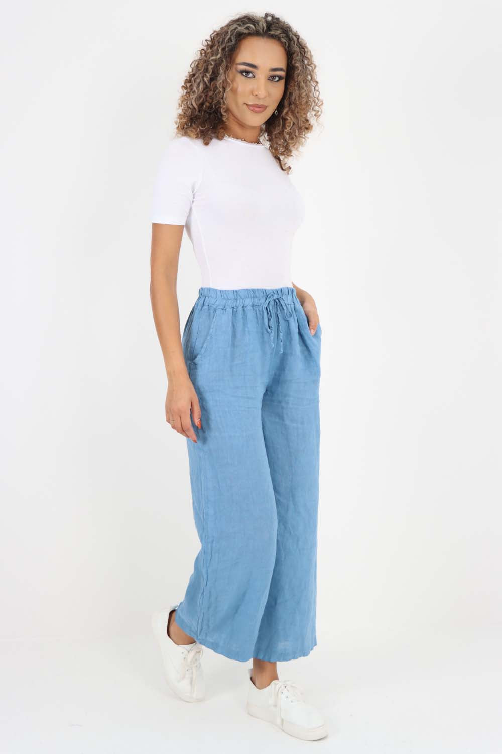 Italian Plain Linen Palazzo Trouser