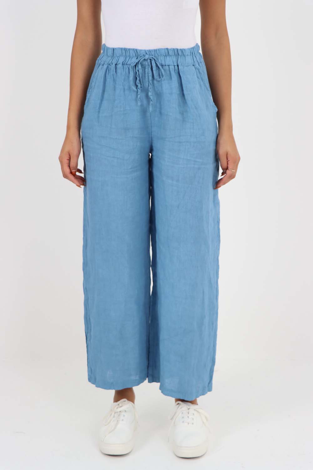 Italian Plain Linen Palazzo Trouser