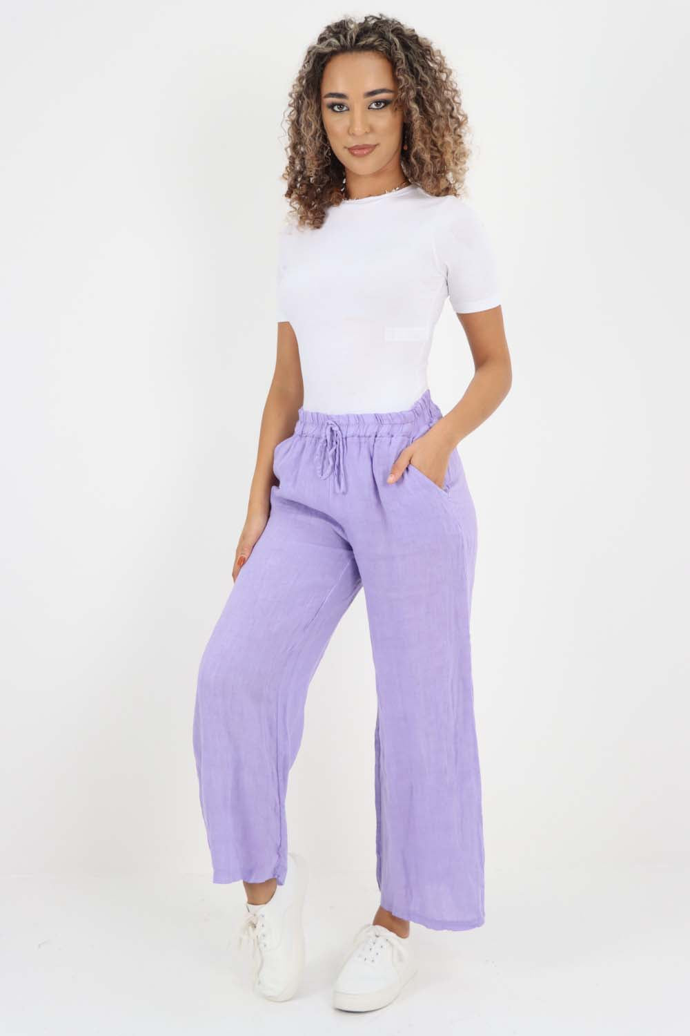 Italian Plain Linen Palazzo Trouser