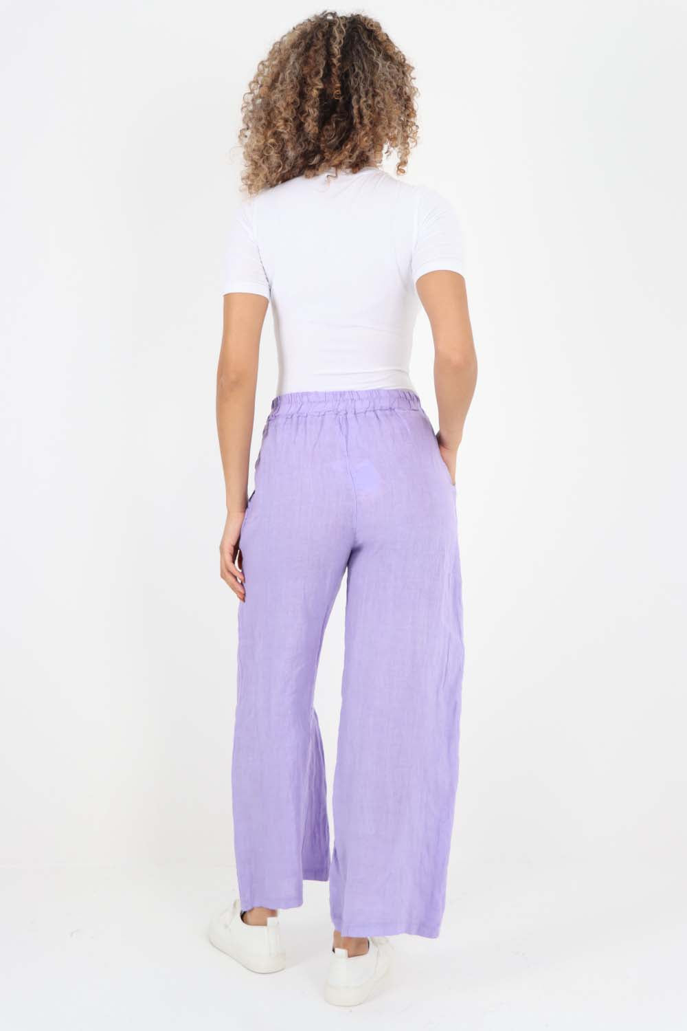 Italian Plain Linen Palazzo Trouser