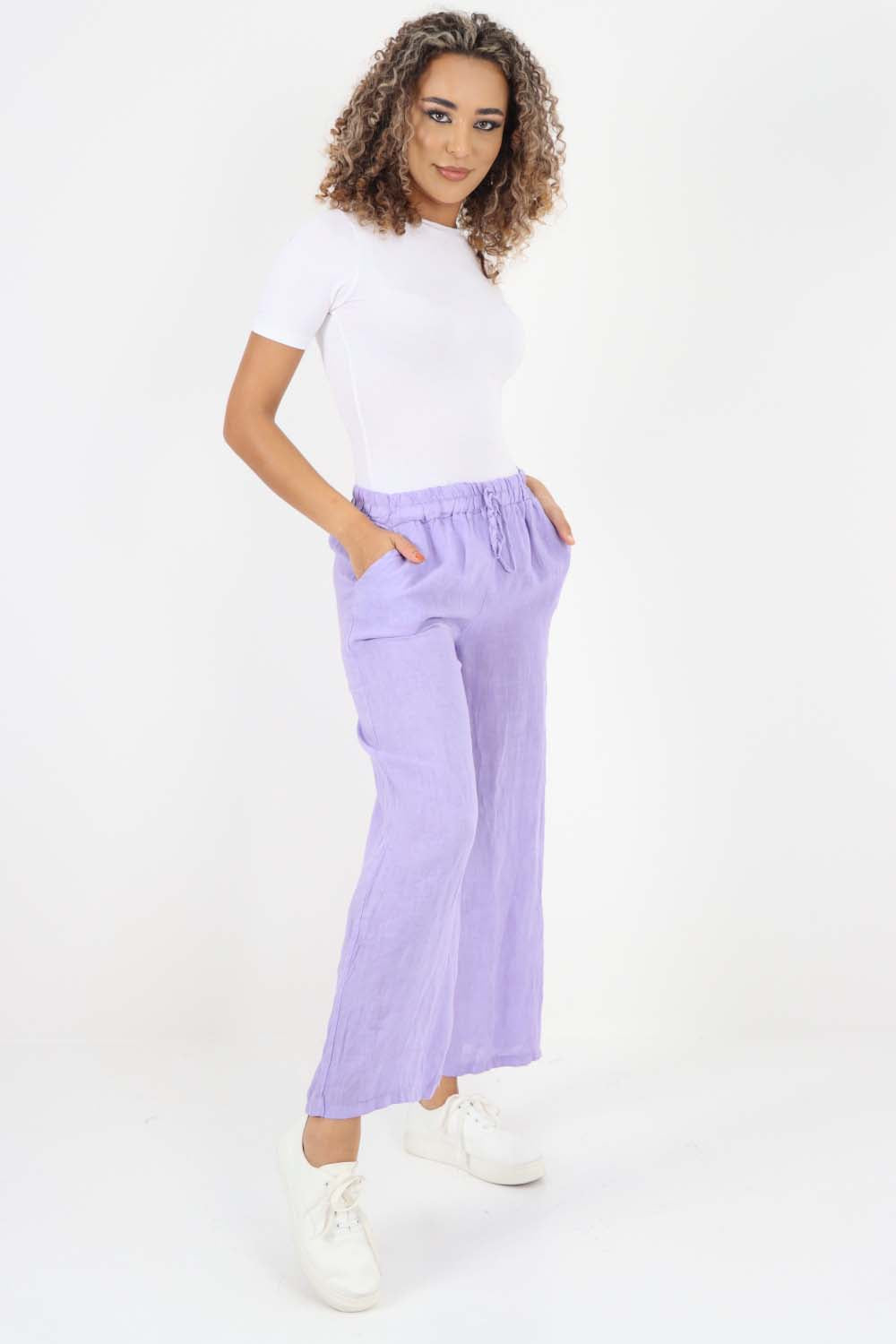 Italian Plain Linen Palazzo Trouser