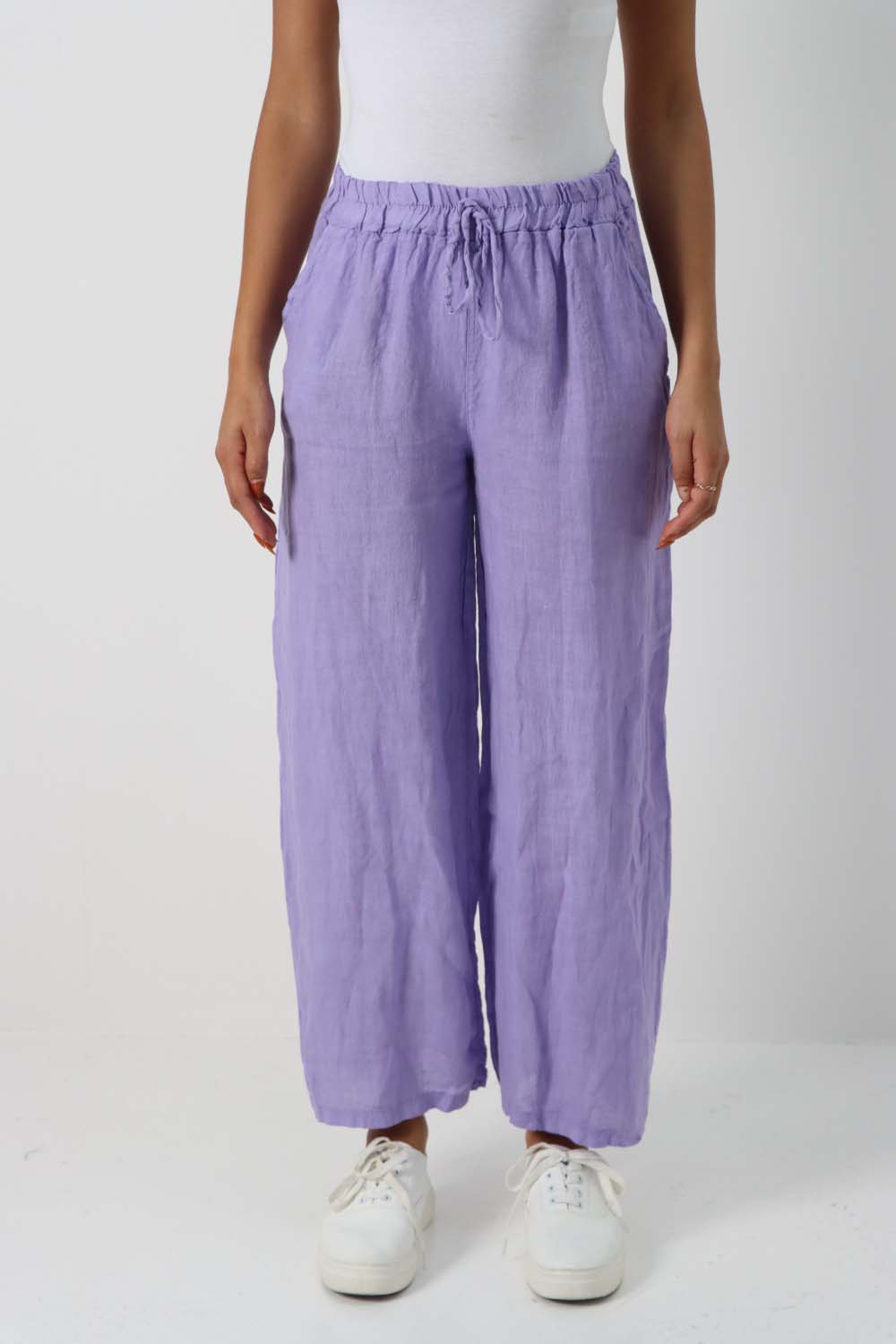 Italian Plain Linen Palazzo Trouser