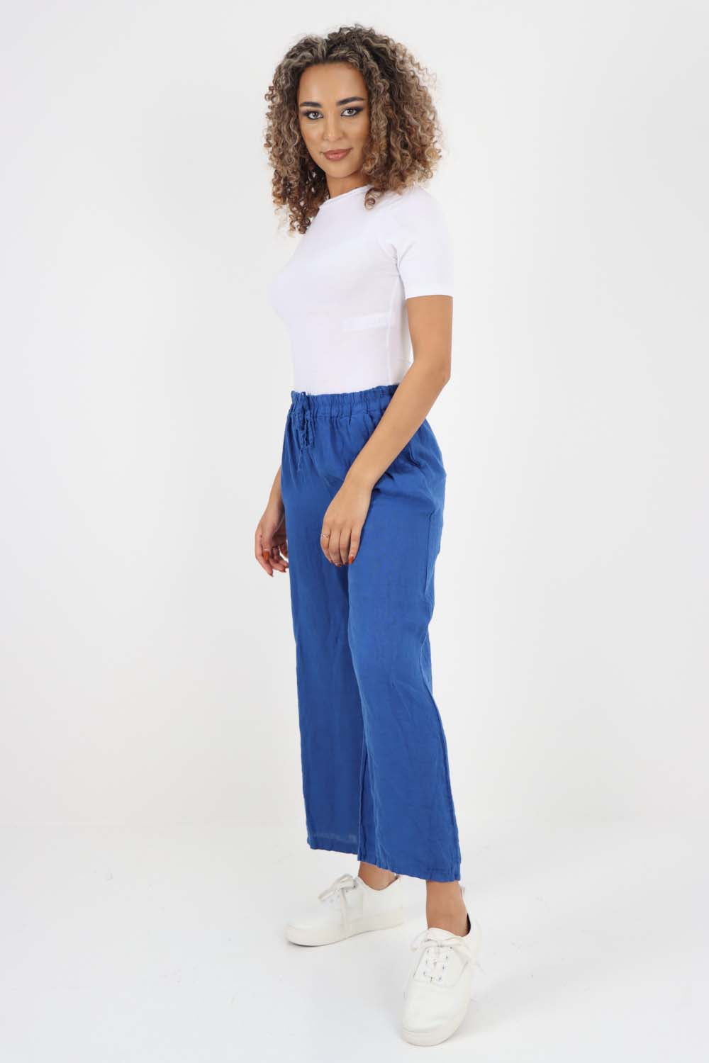 Italian Plain Linen Palazzo Trouser