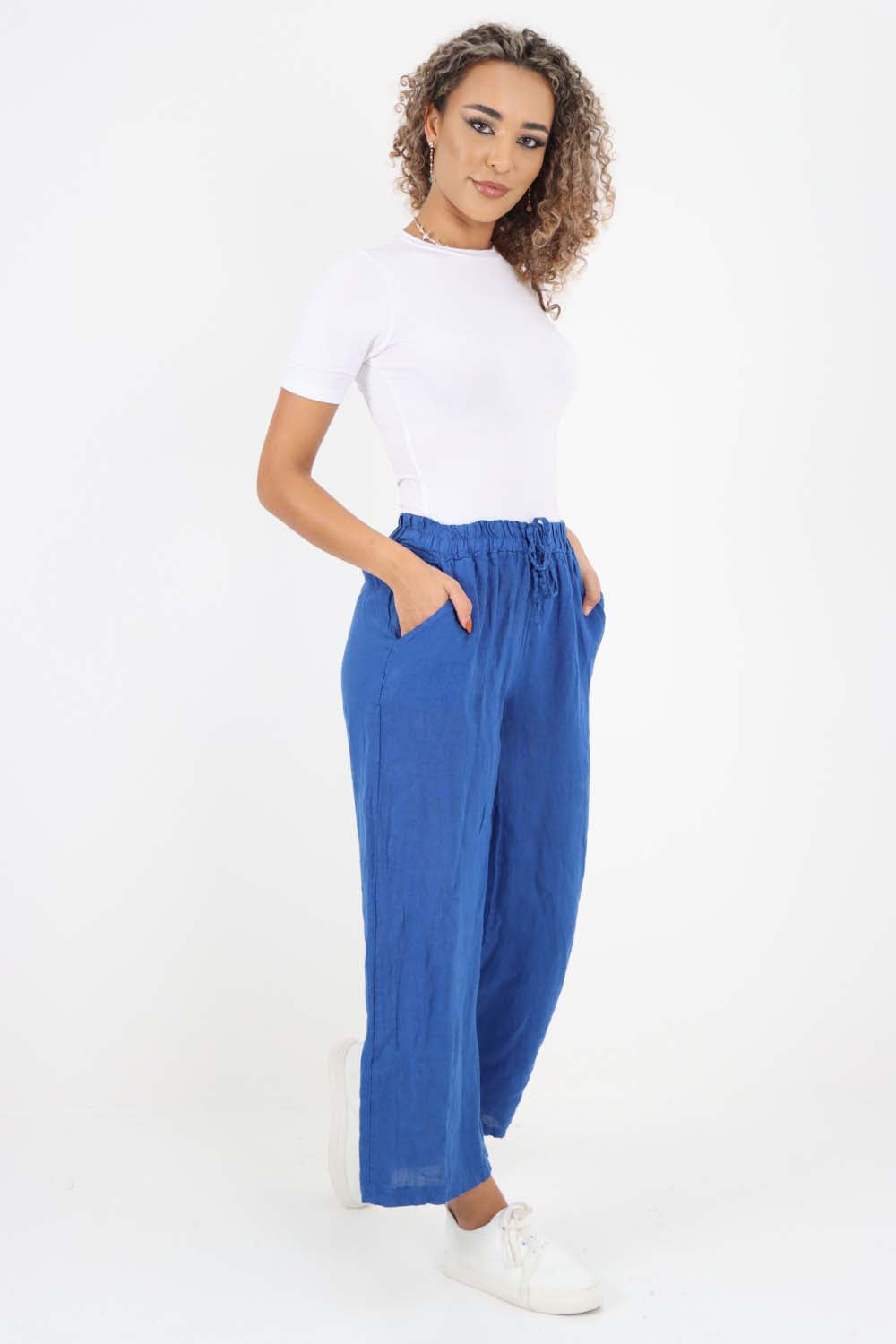 Italian Plain Linen Palazzo Trouser