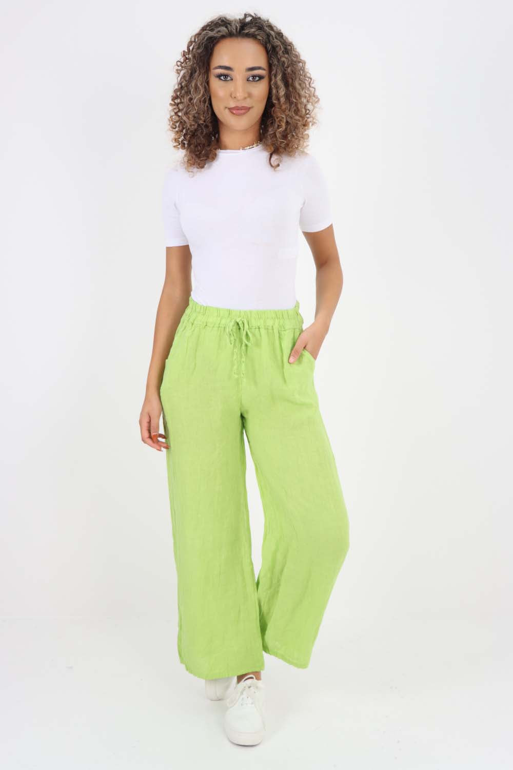 Italian Plain Linen Palazzo Trouser