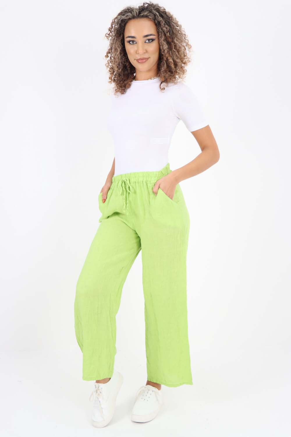 Italian Plain Linen Palazzo Trouser