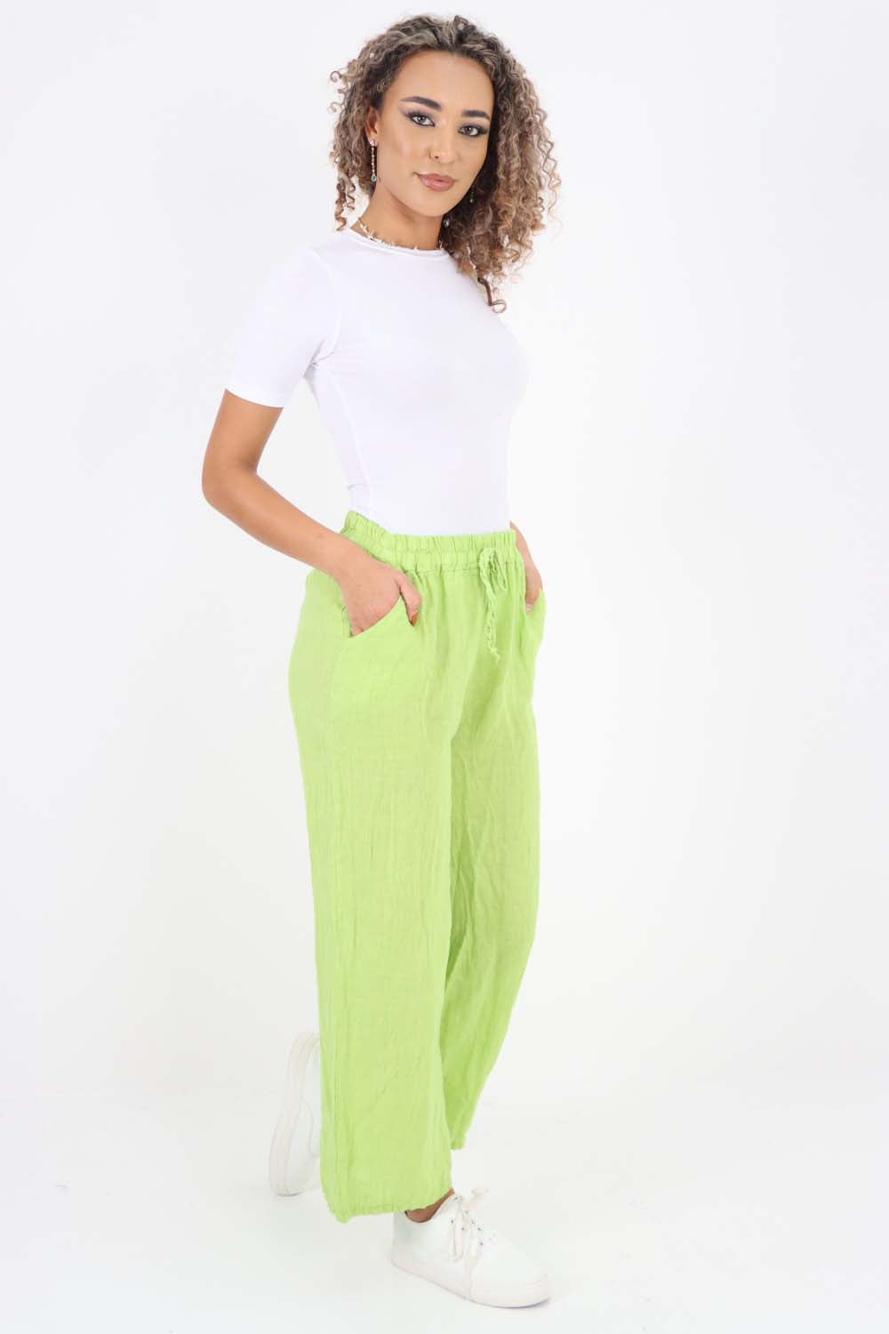 Italian Plain Linen Palazzo Trouser