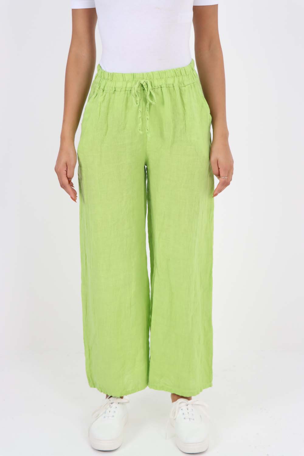 Italian Plain Linen Palazzo Trouser
